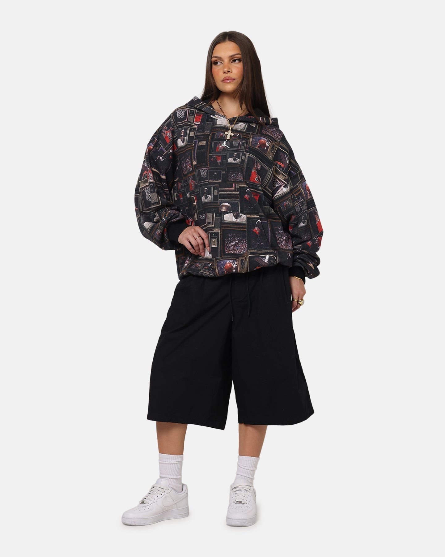 Jordan Brooklyn Fleece Printed Hoodie Black/Sail HiddenStorage