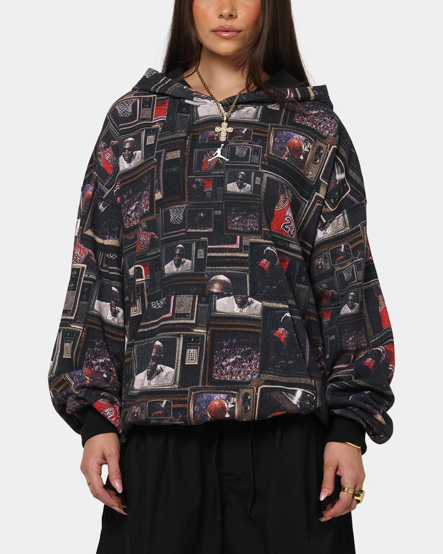 Jordan Brooklyn Fleece Printed Hoodie Black/Sail adults