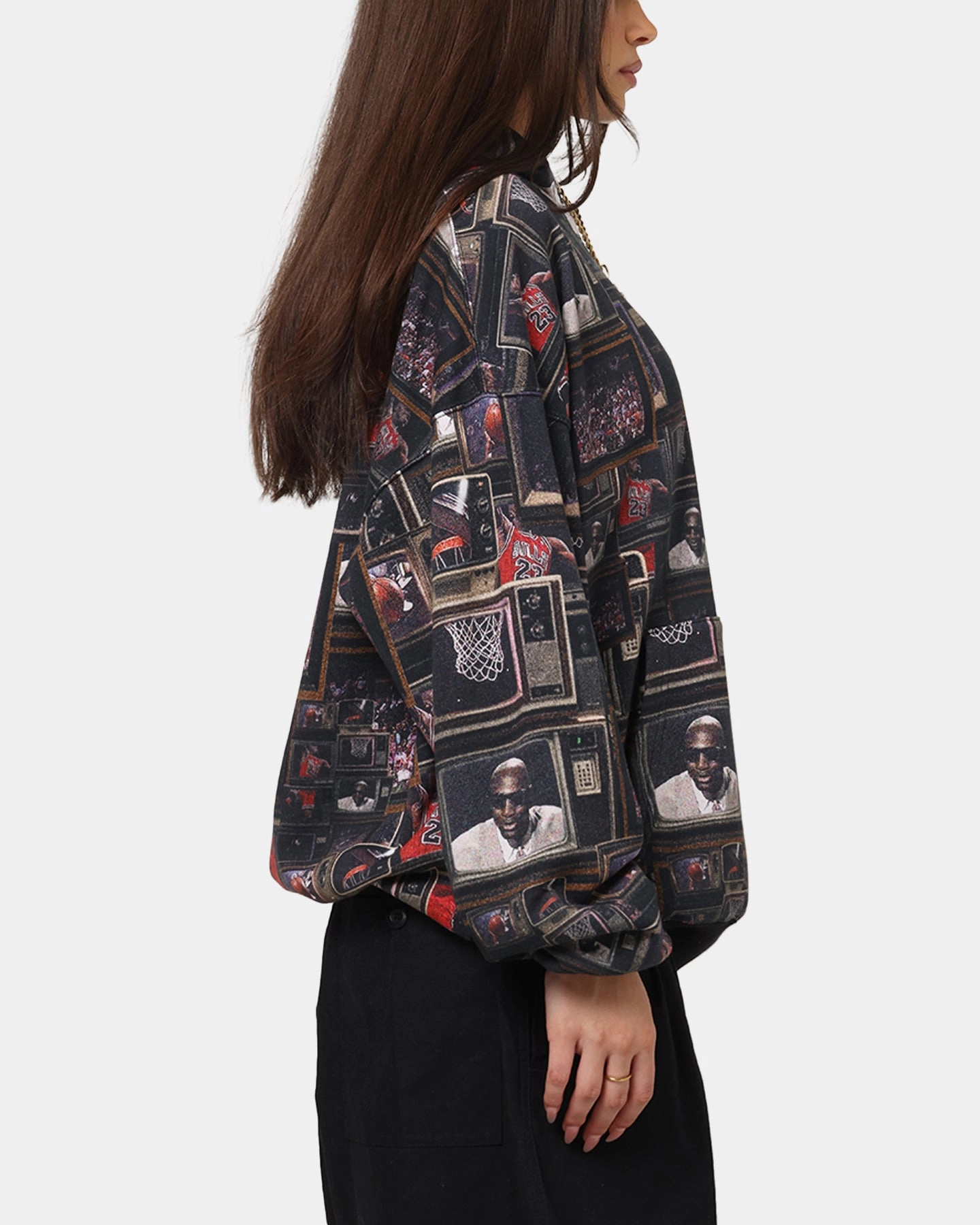 Jordan Brooklyn Fleece Printed Hoodie Black/Sail Wind Safe