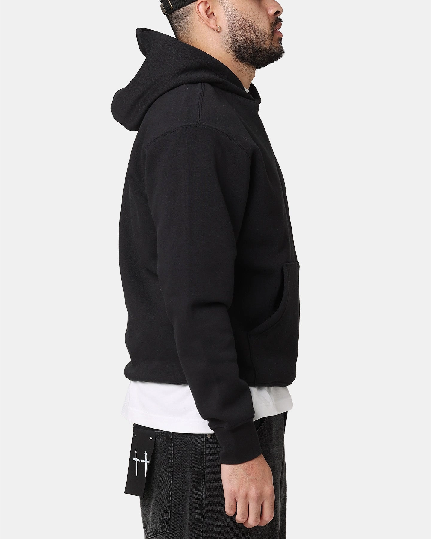 Jordan Brooklyn Fleece Pullover Hoodie Black/White Adjustable Hem Tension