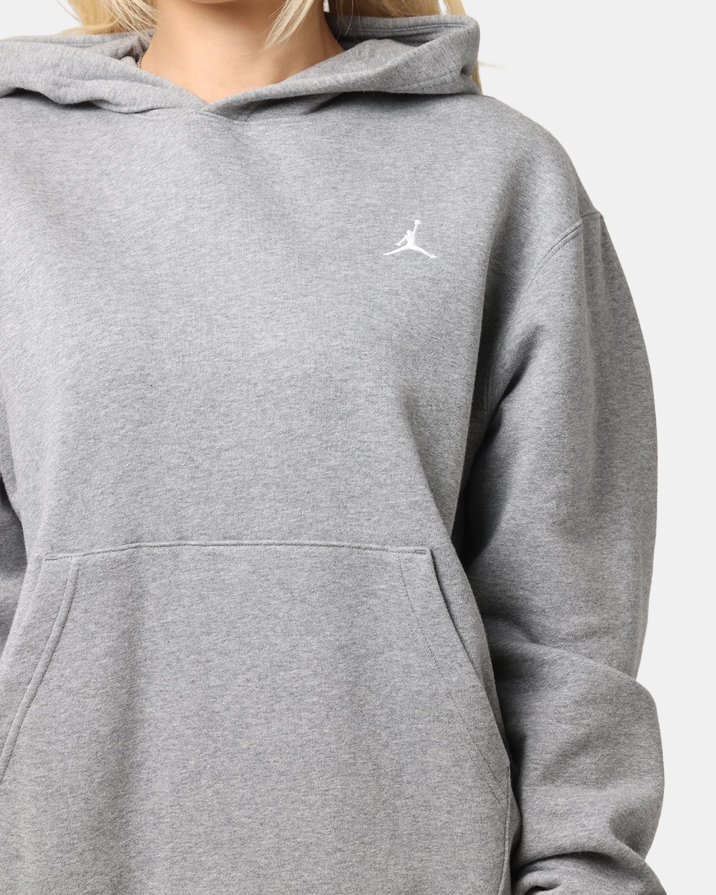 Jordan Brooklyn Fleece Pullover Hoodie Carbon Heather/White Analysis