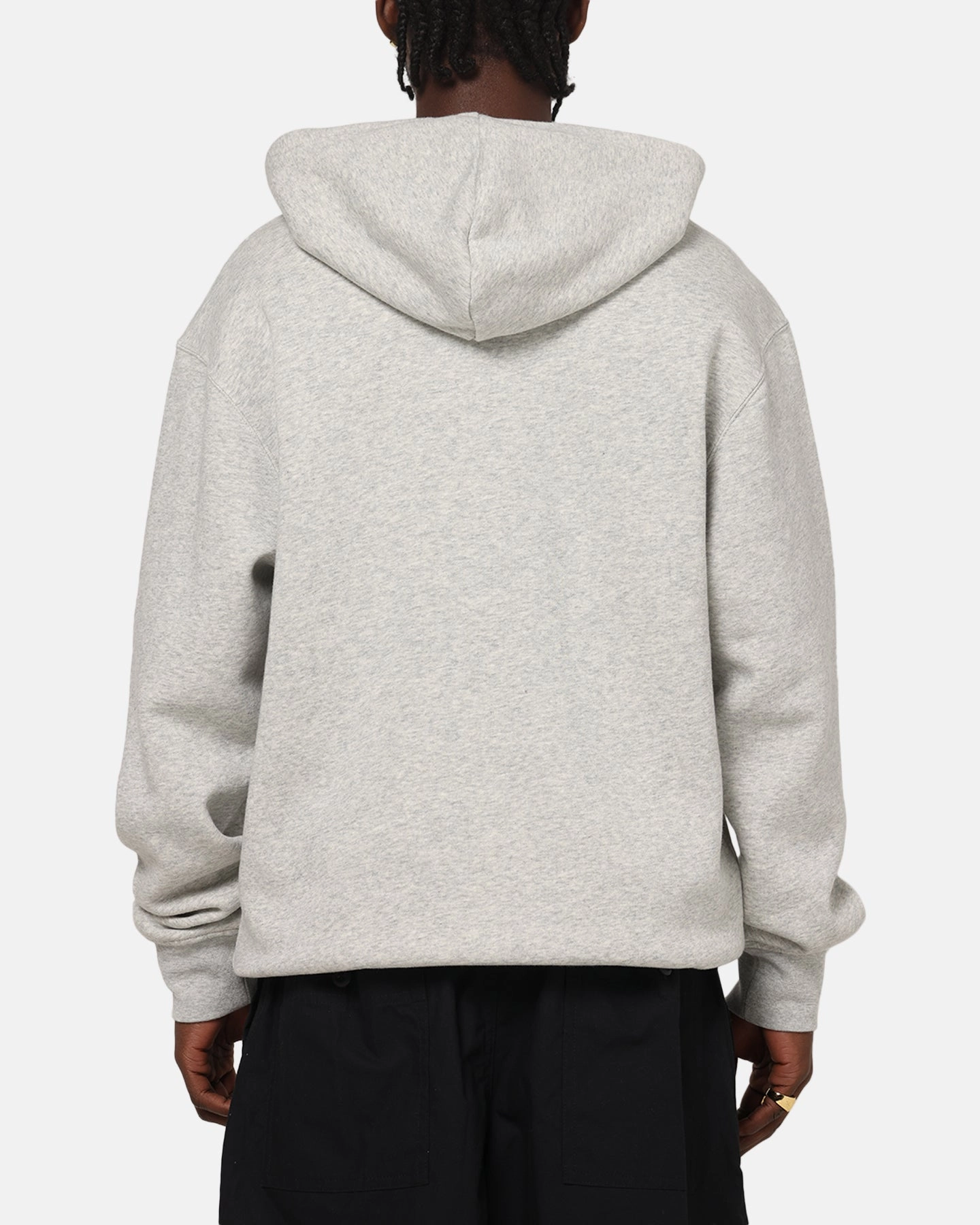 Jordan Brooklyn Fleece Pullover Hoodie Grey Heather/White Sweat Resistant Inner Layer Ribbed Cuffs