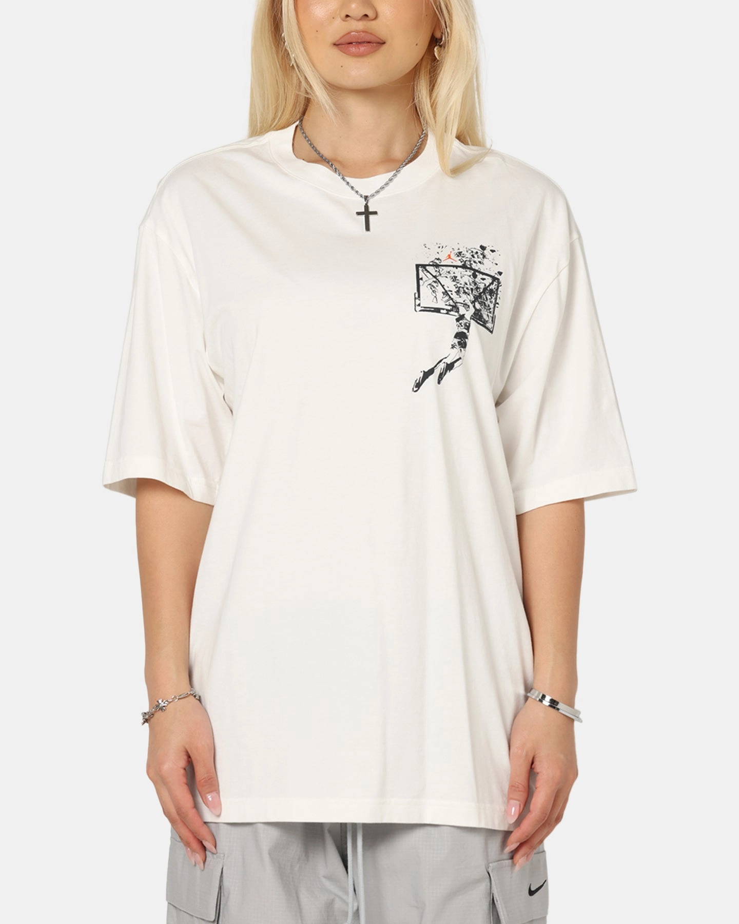 Jordan Brooklyn Shattered Back Board Oversized Graphic T-Shirt Sail EcoFriendlyDyes