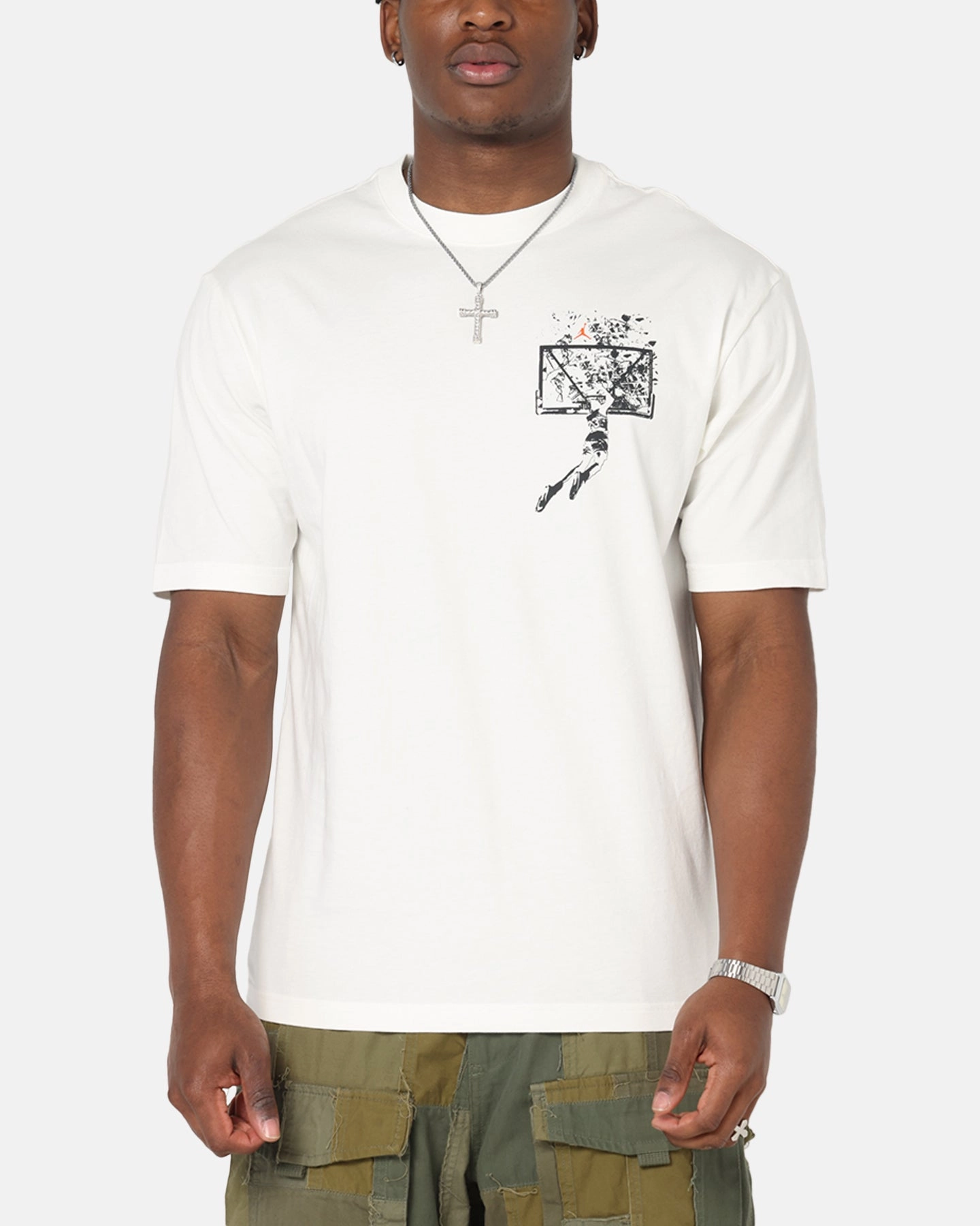 Jordan Brooklyn Shattered Back Board Oversized Graphic T-Shirt Sail Elegant and Relaxed OekoTexCertified