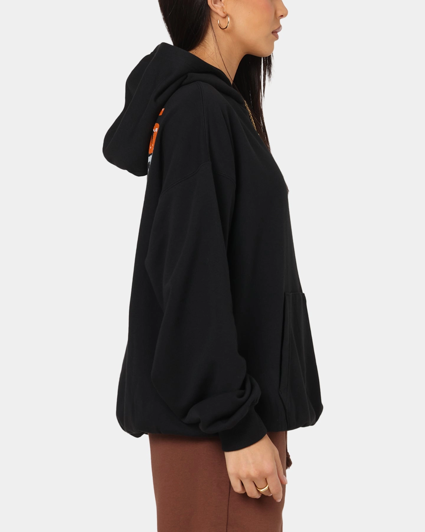 Jordan Brooklyn Shattered Back Board Oversized Pullover Hoodie Black Anti Static Lining