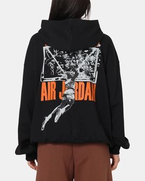 Jordan Brooklyn Shattered Back Board Oversized Pullover Hoodie Black Hiking Gear Slide Strap Waistband