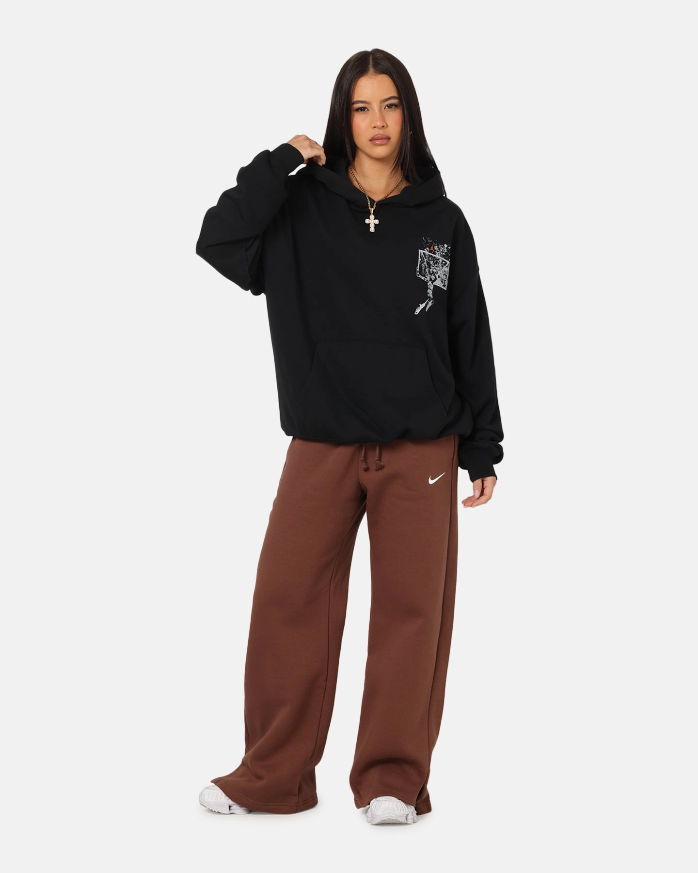 Core Fit Process Jordan Brooklyn Shattered Back Board Oversized Pullover Hoodie Black
