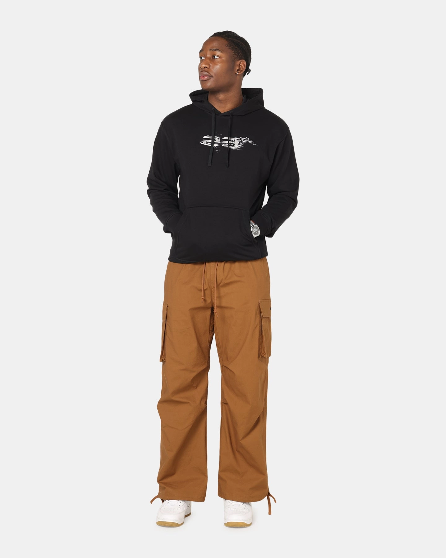 Jordan Dri-FIT Graphic Pullover Hoodie Black/White Weather - resistant Quick Access Pockets