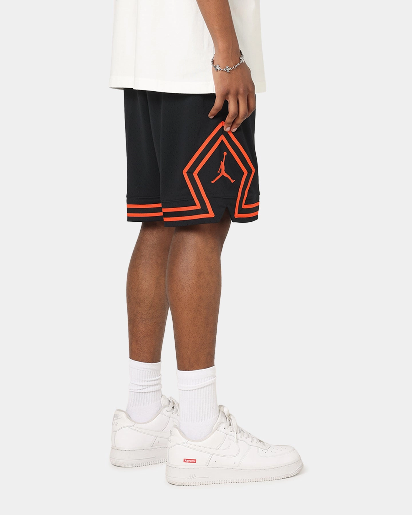 Day Trip Wear Jordan Dri-FIT Mesh Diamond Shorts Black/Orange