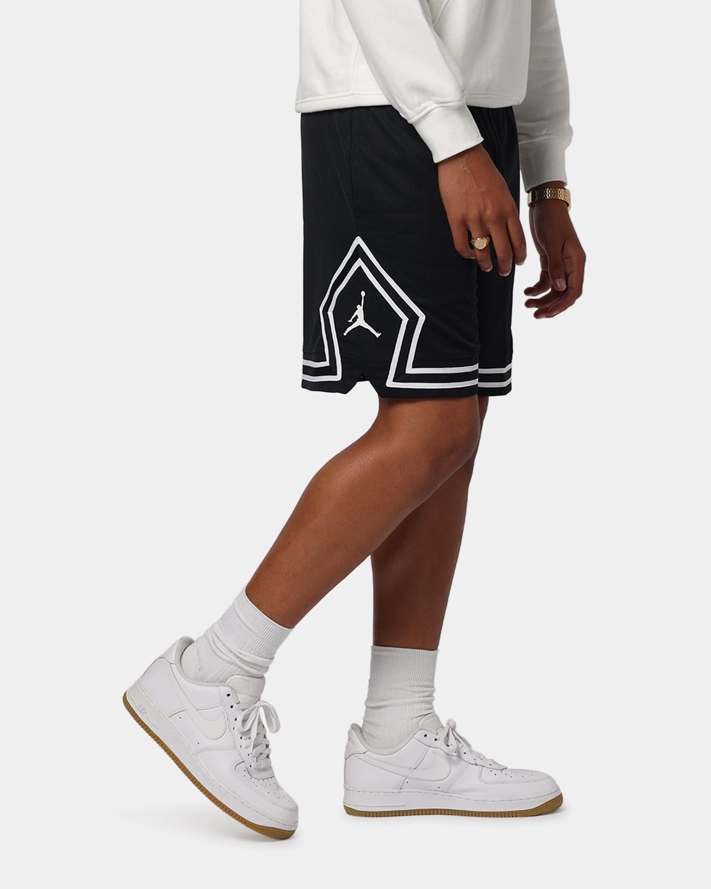 anti - static Abrasion Resistant Hem Jordan Dri-FIT Sport Diamond Shorts Black/White/White