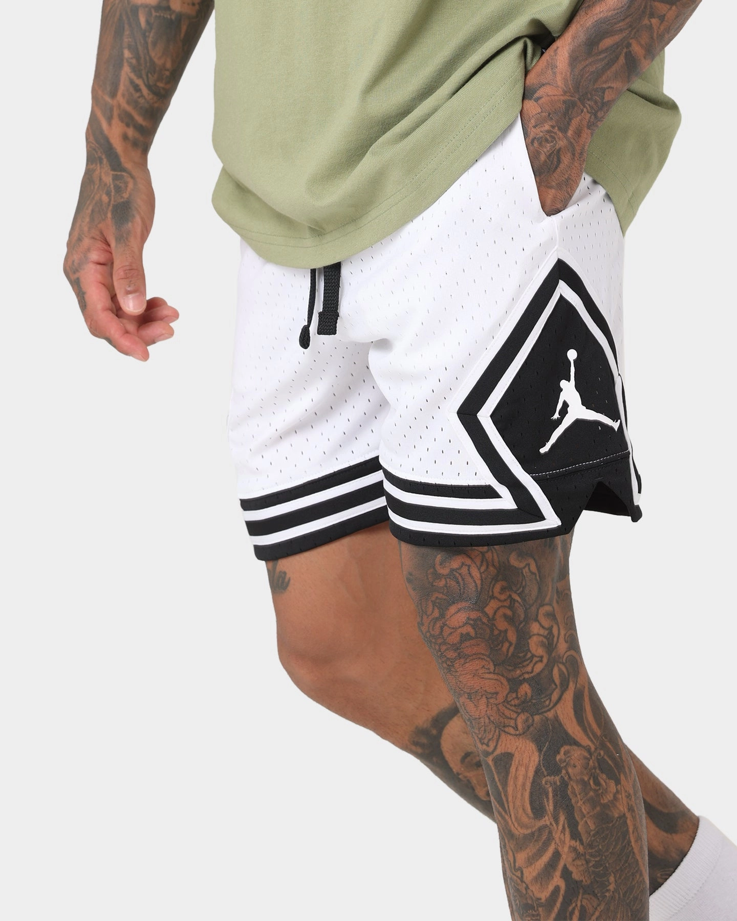 Sporty Look Elastic Waistband Design Jordan Dri-FIT Sport Diamond Shorts White/Black
