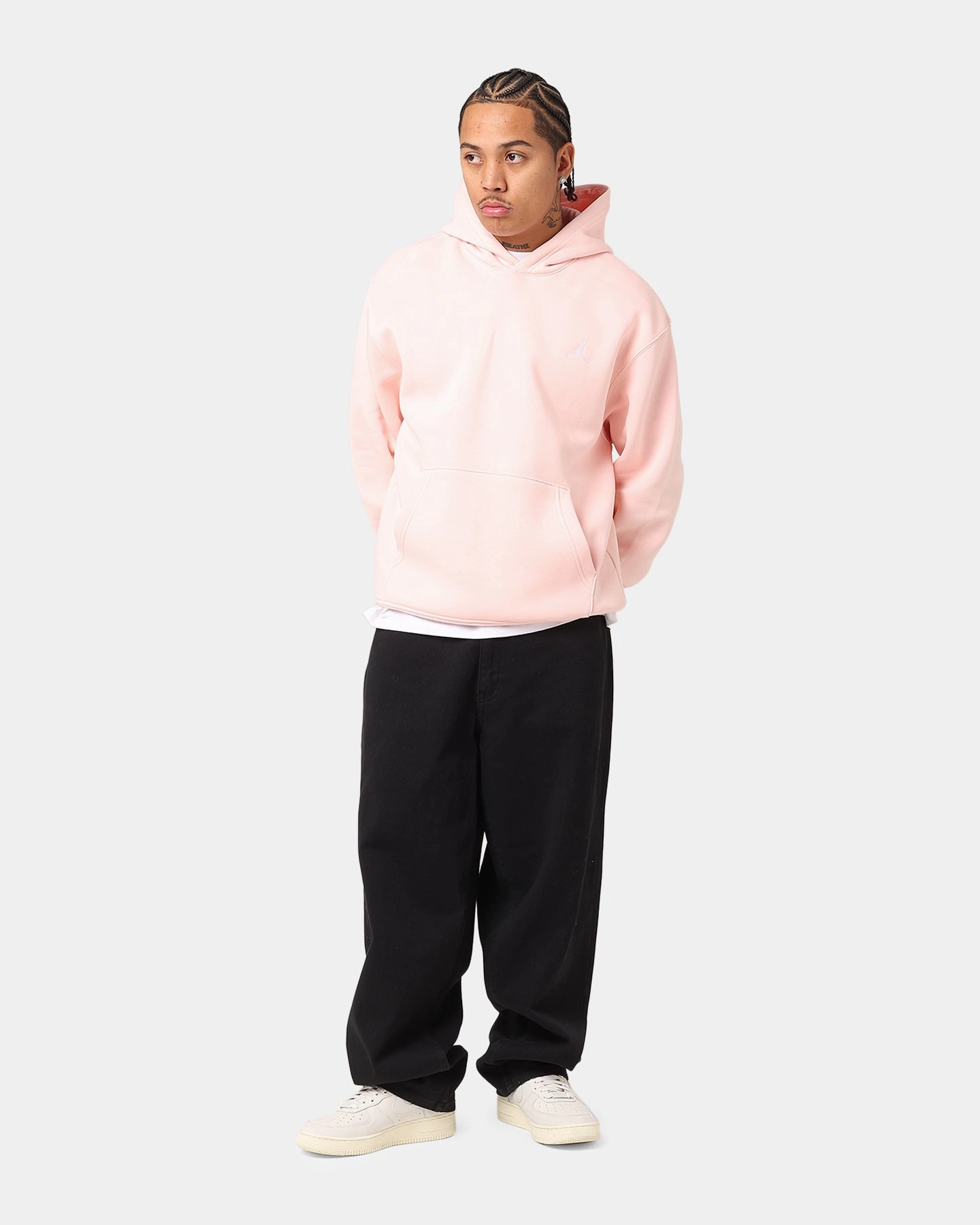Jordan Essential Brooklyn Fleece Pullover Hoodie Pink/White Handmade