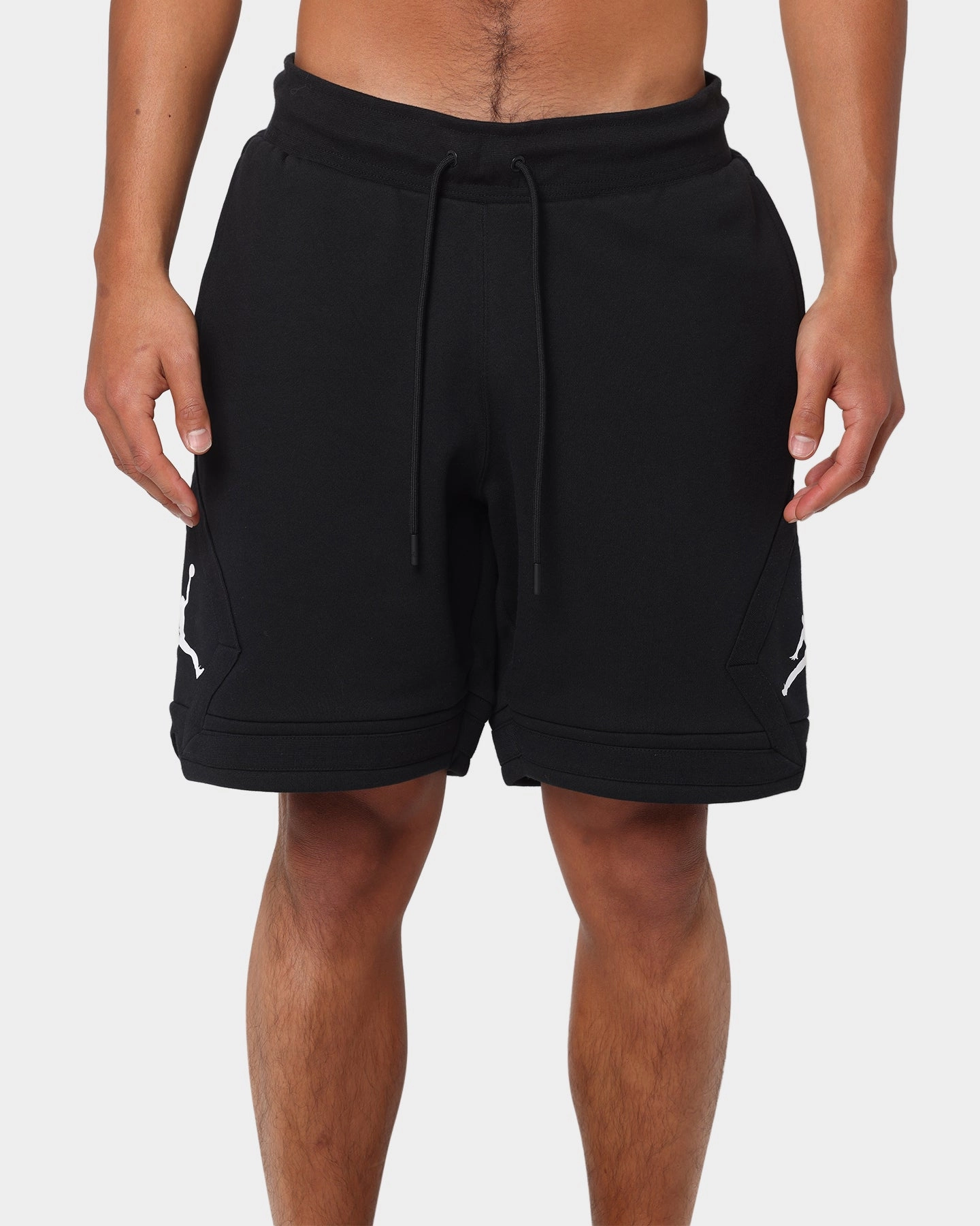 Jordan Essential Fleece Diamond Shorts Black/White Durable Stitching mid-rise