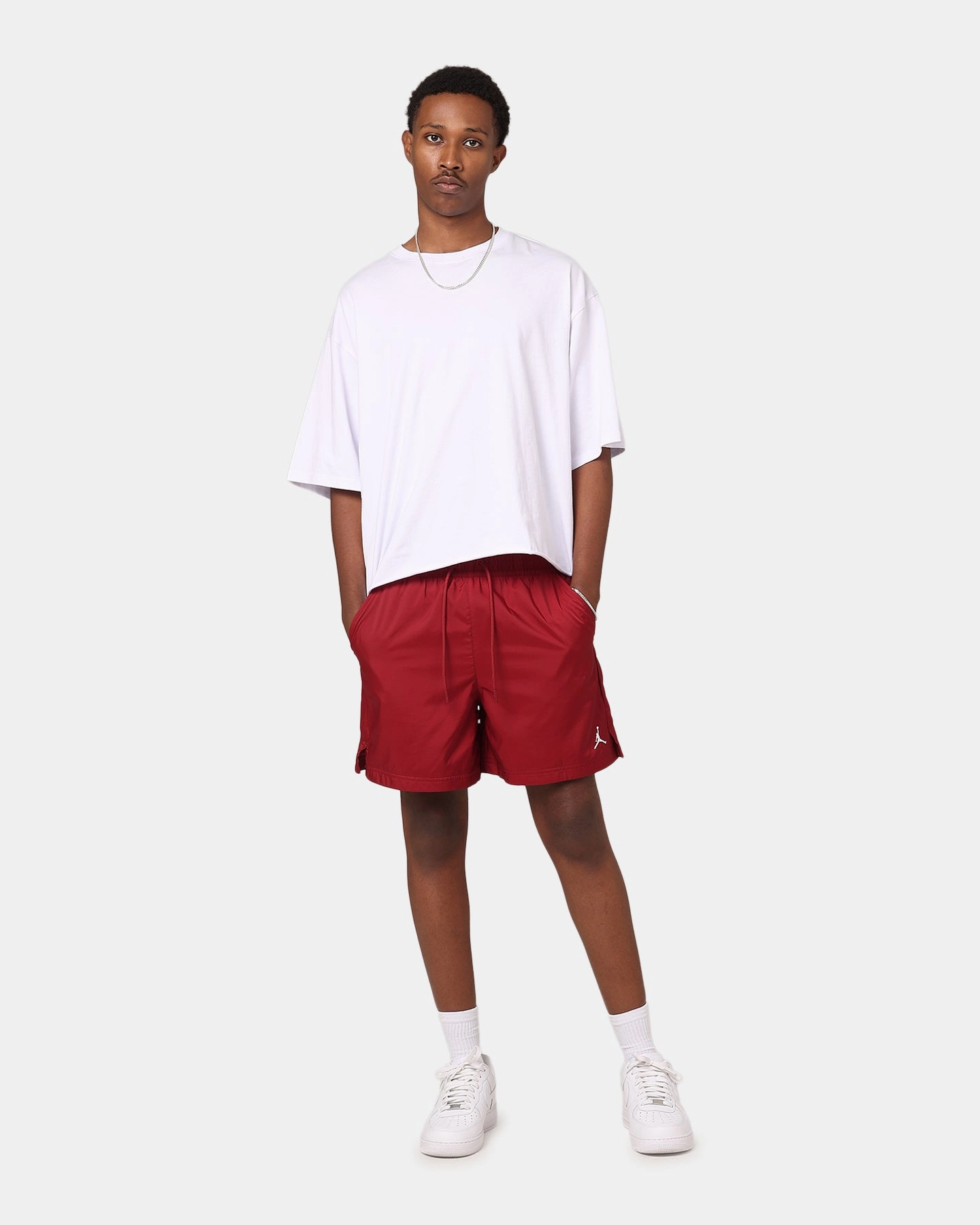 Jordan Essential Poolside 5" Shorts Team Red/White Nylon Material