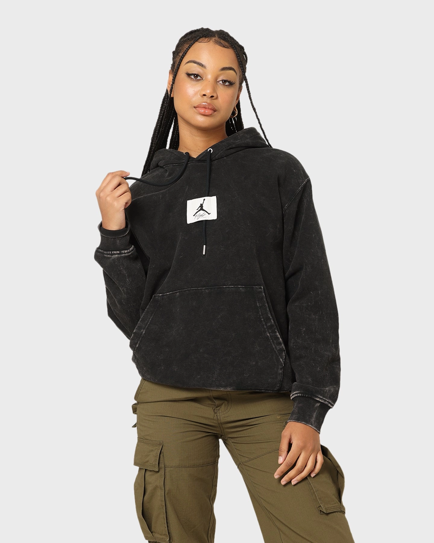 Noise Free Fabric Jordan Essential Statement Washed Fleece Hoodie Black