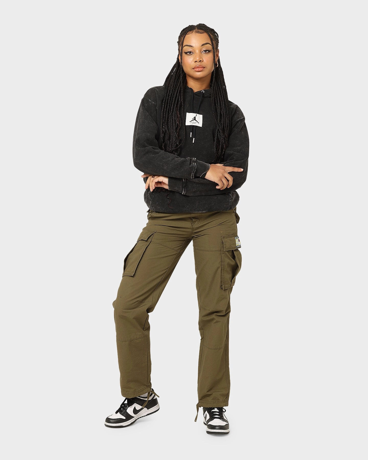 Jordan Essential Statement Washed Fleece Hoodie Black Bronzer