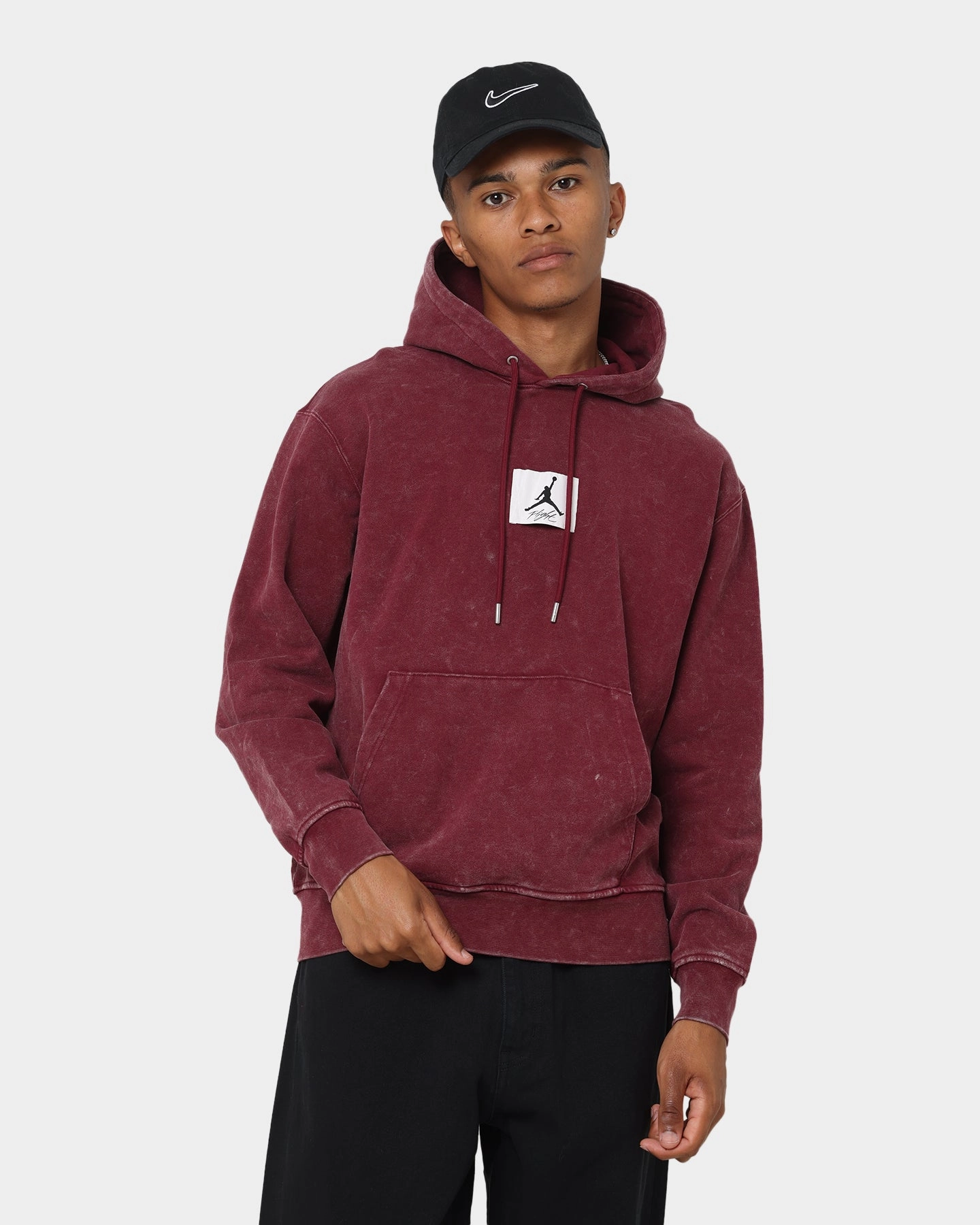 construction workers Jordan Essential Statement Washed Fleece Pullover Hoodie Cherrywood Red