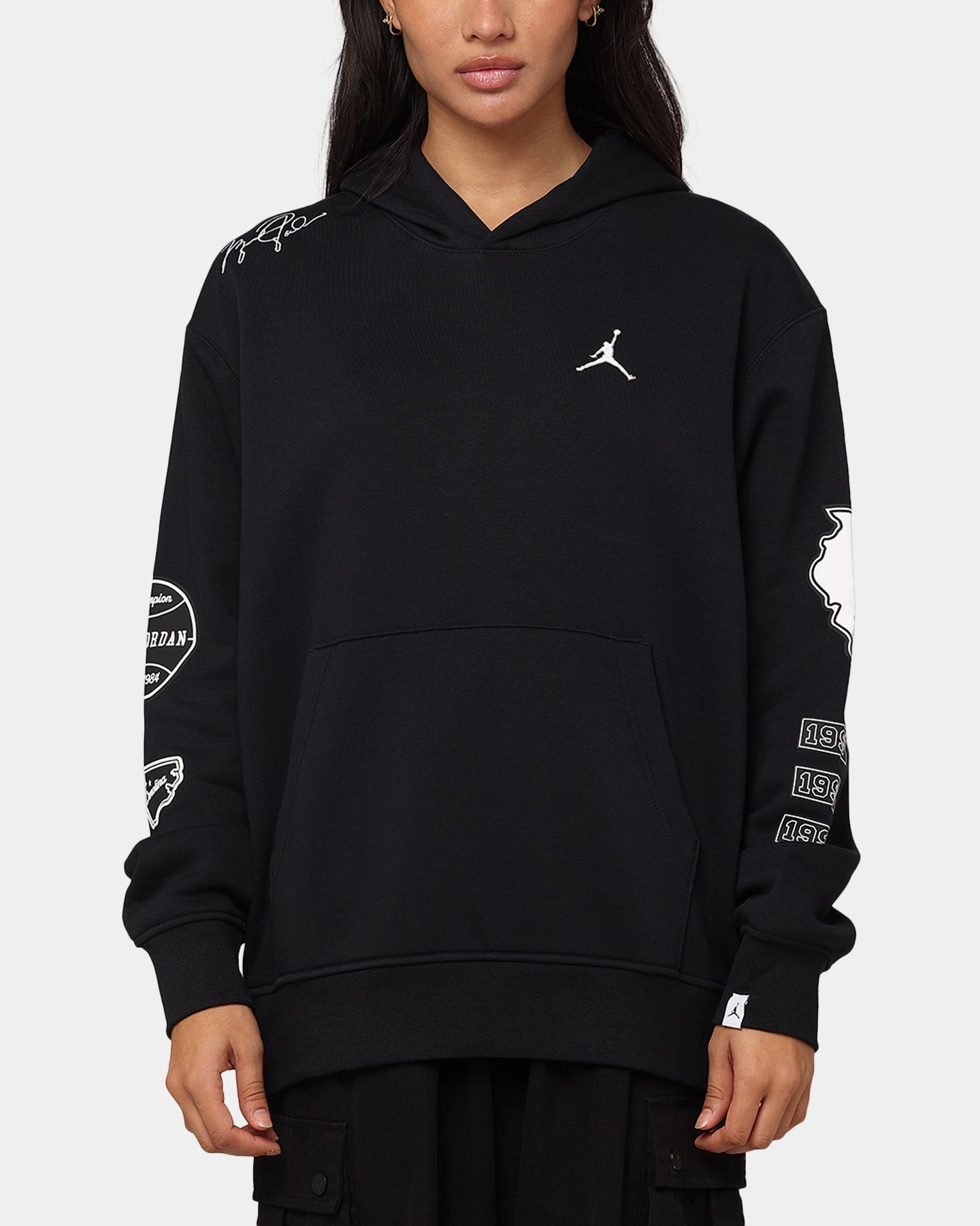 Overcome FoldableDesign Jordan Essentials Fleece Pullover Hoodie Black/White
