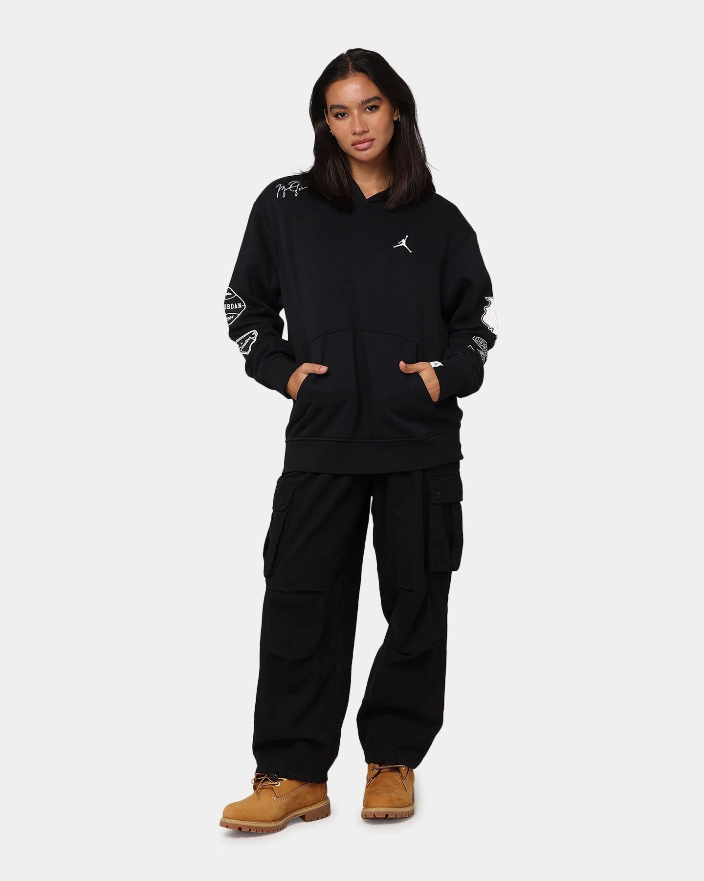Jordan Essentials Fleece Pullover Hoodie Black/White concert - goers Designer