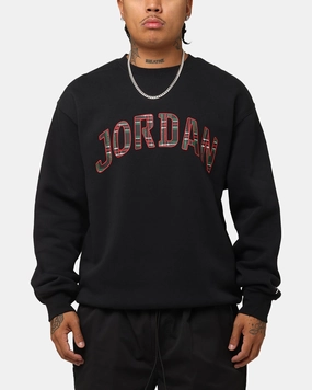 Multi Pocket Layout Jordan Essentials Holiday Fleece Crewneck Black/Sail