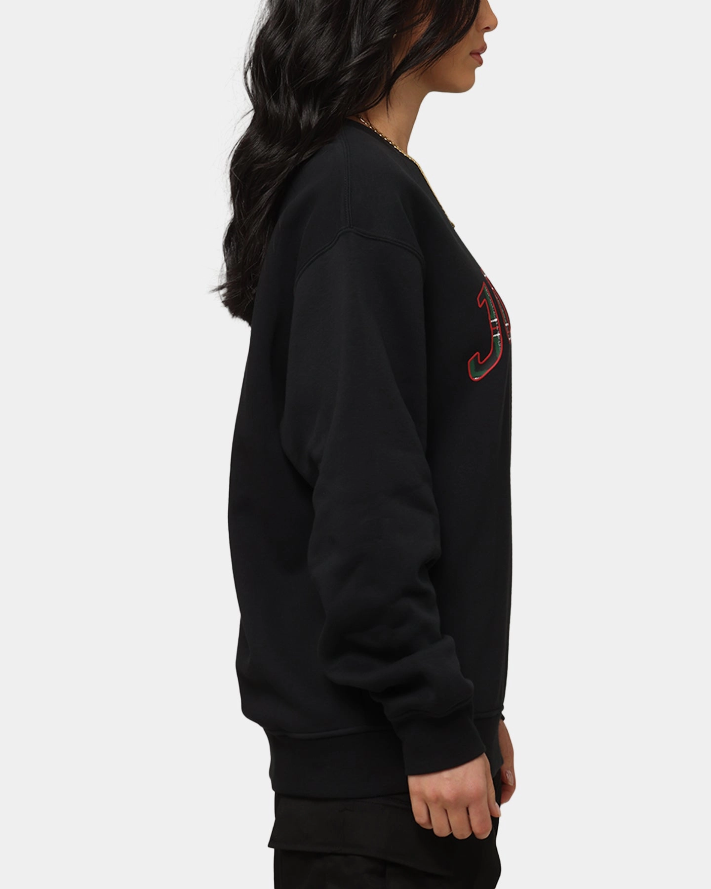 Reflective Safety Trim Taped Seams Jordan Essentials Holiday Fleece Crewneck Black/Sail