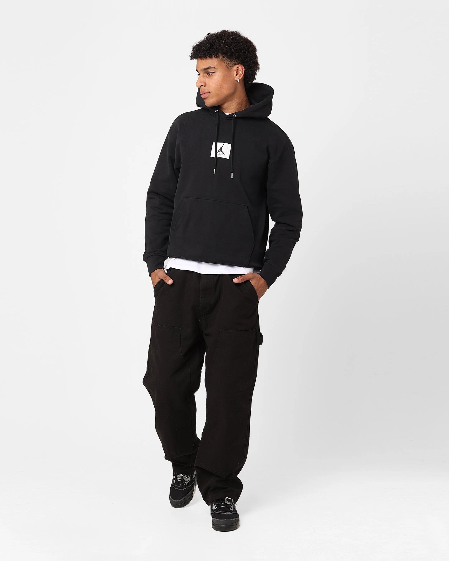 floral Art Exhibition Jordan Essentials Statement Fleece Pullover Hoodie Black/Sail