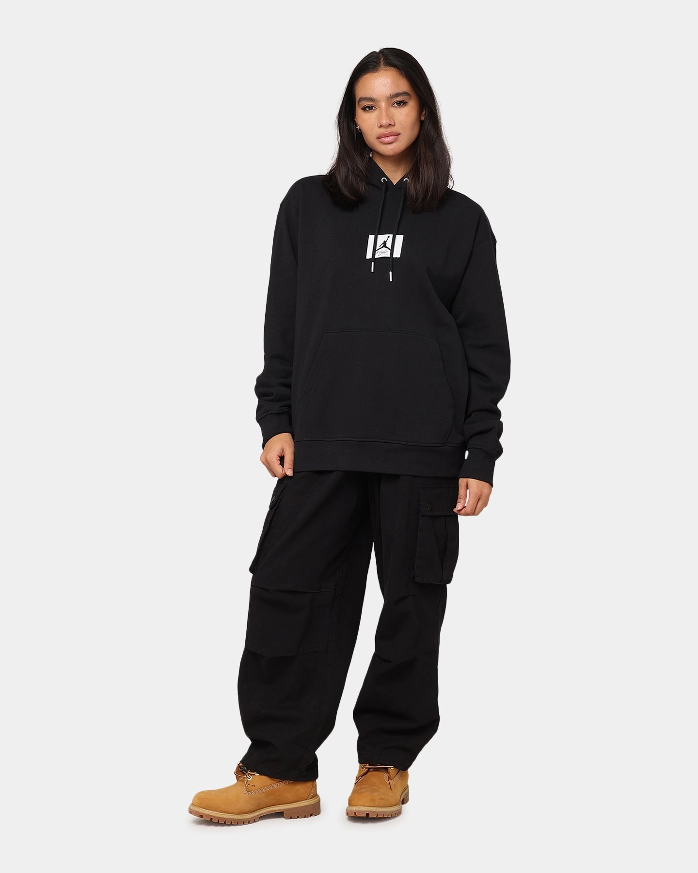 Jordan Essentials Statement Fleece Pullover Hoodie Black/Sail Winter Weather Protection Compact Packable Design