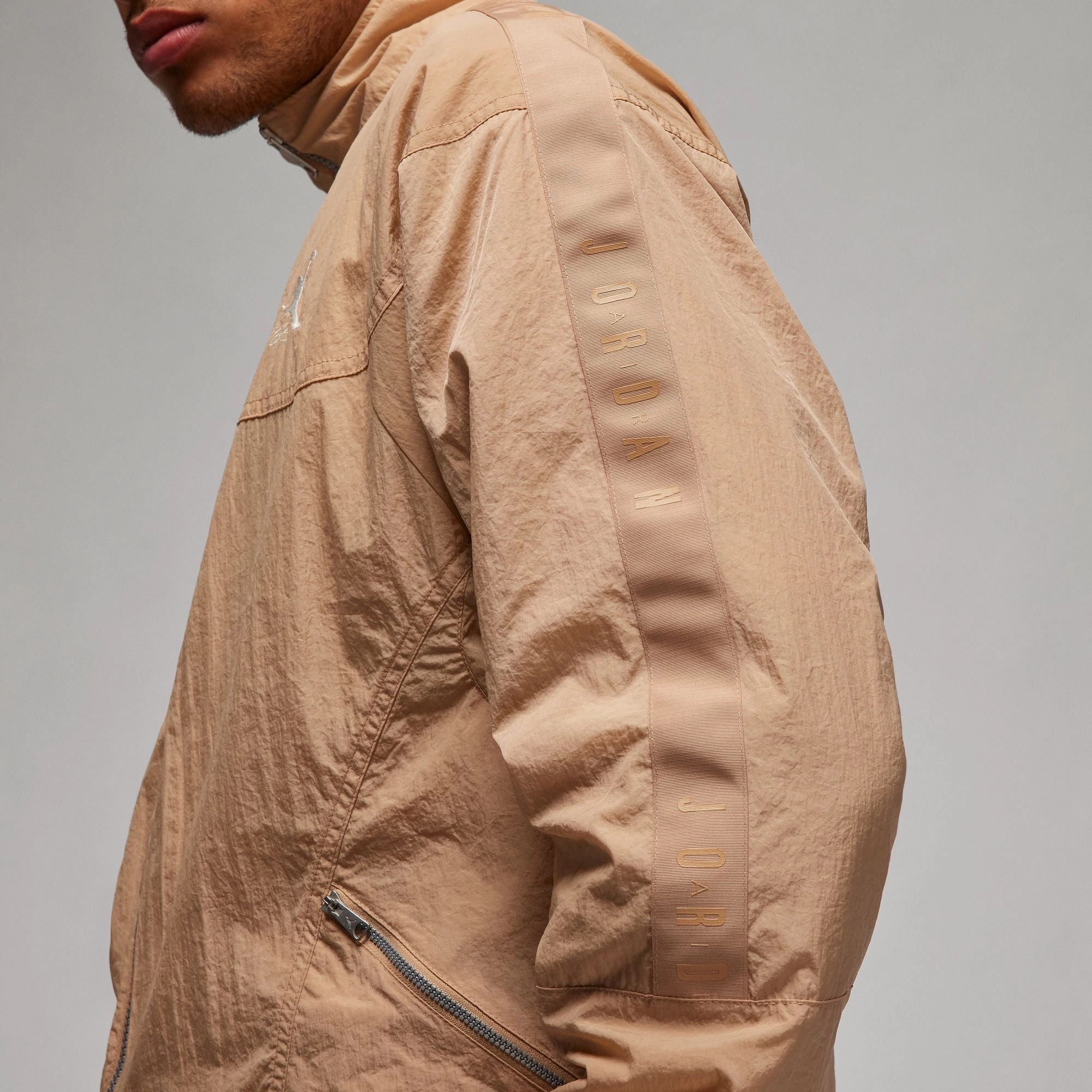 Comfort Fit Neutral Tones Look Jordan Essentials Warm-Up Zip Jacket 'Hemp'