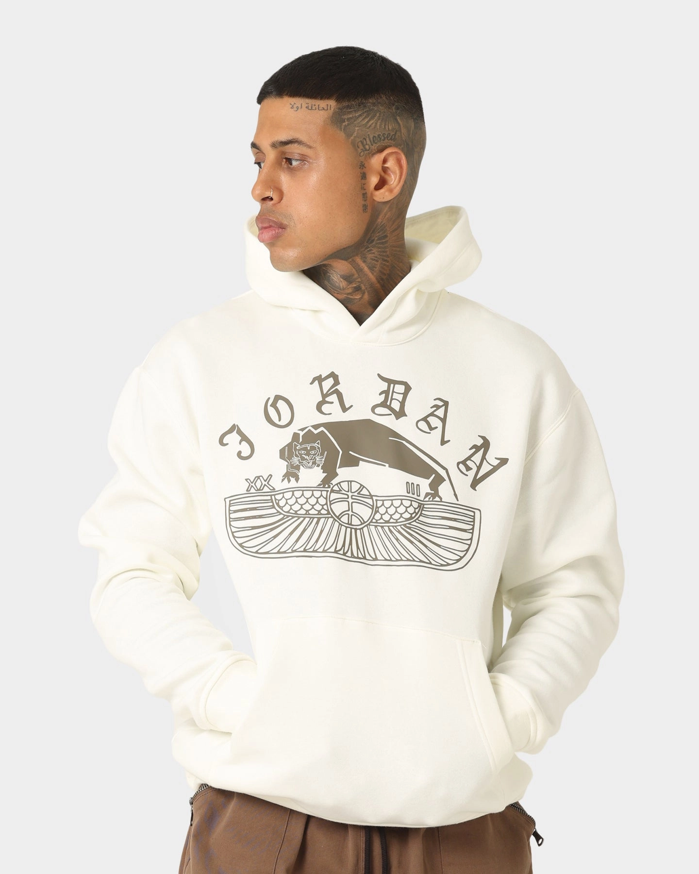 Jordan Flight Artist Series Fleece Pullover Hoodie Sail/Palomino Breathable Mesh Panels Vintage Style