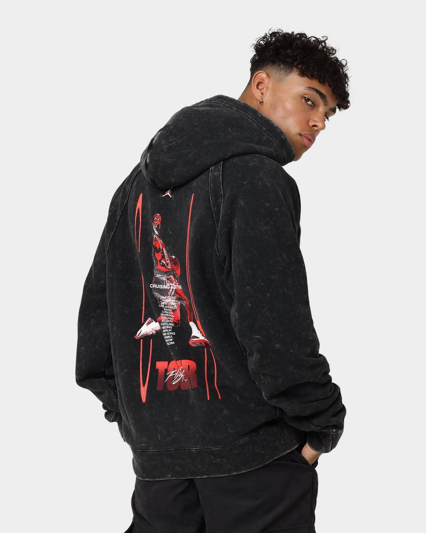 Forest Wilderness Jordan Flight Heritage French Terry Pullover Hoodie Black
