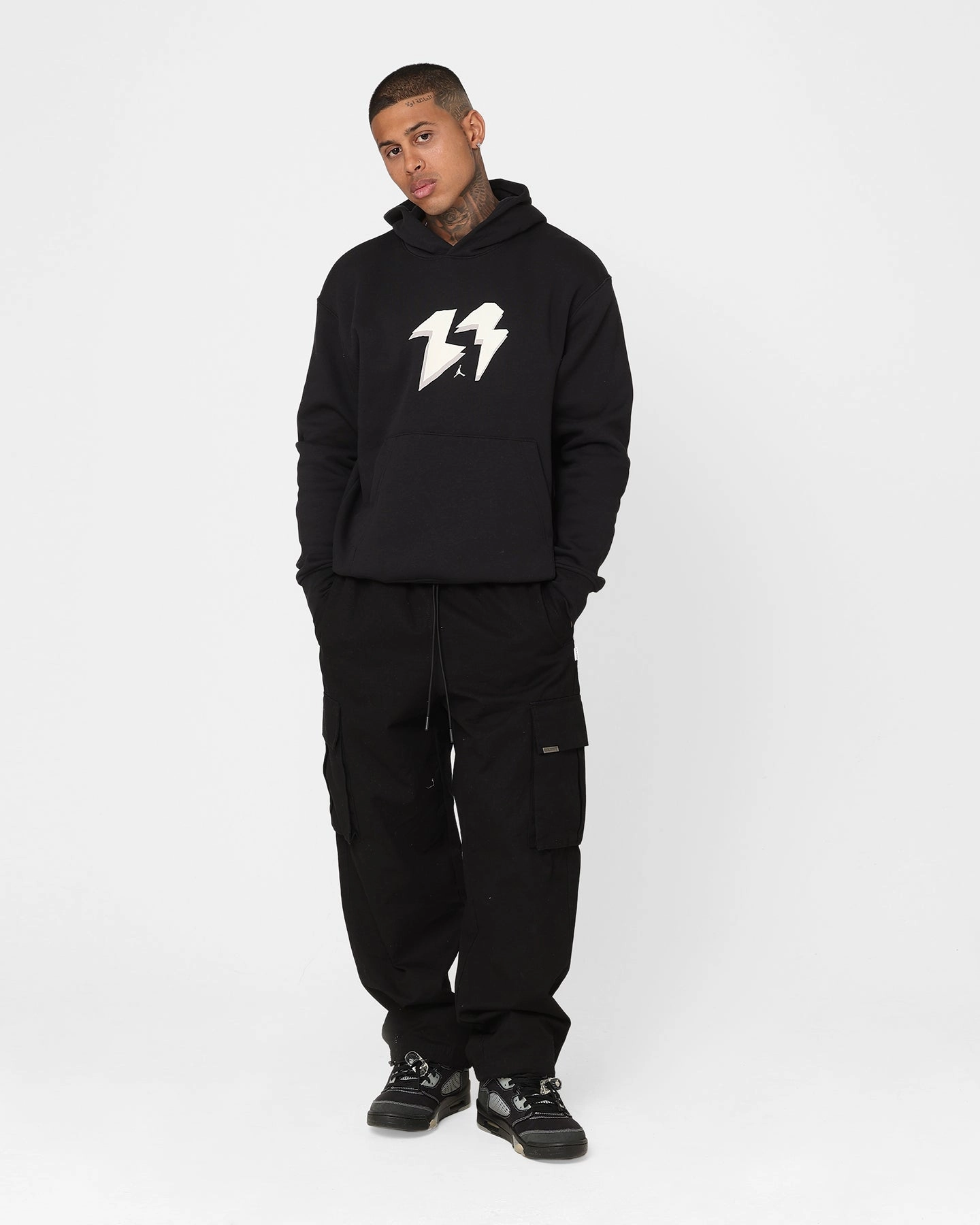 Sticker Fashion Ease Jordan Flight MVP Fleece Pullover Hoodie Black/Sail