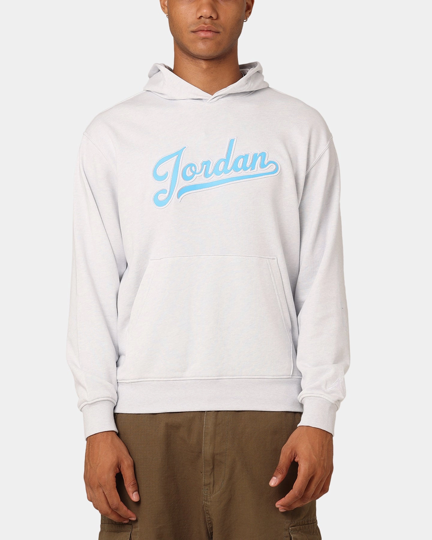 Back Ventilation Design Jordan Flight MVP Fleece Pullover Hoodie Pure Platinum
