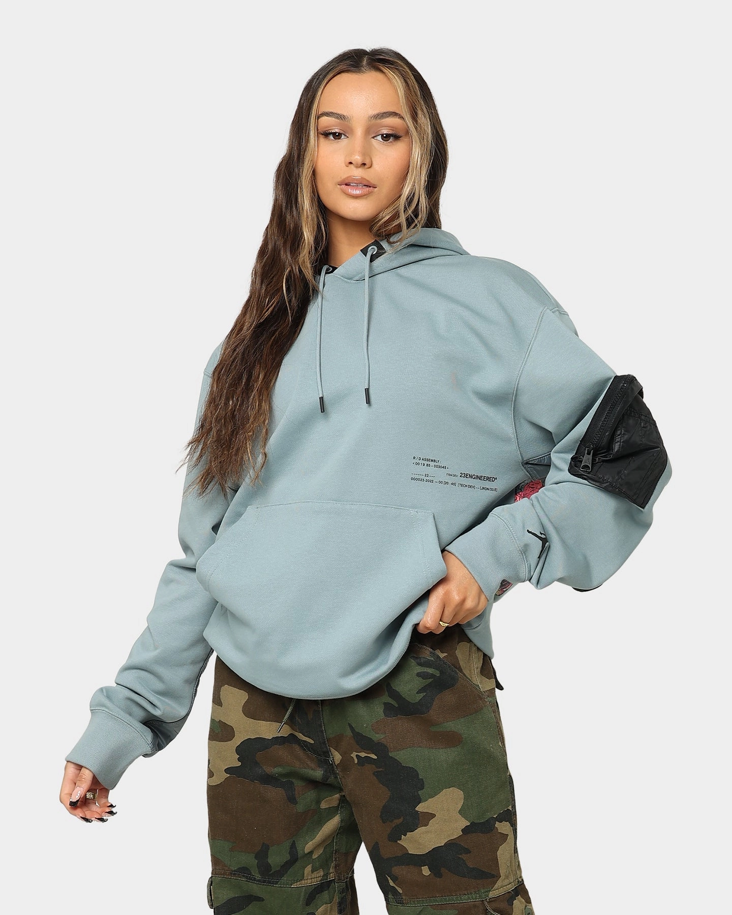Jordan Jordan 23 Engineered Statement Fleece Pullover Hoodie Aviator Grey Double Stitched Seams