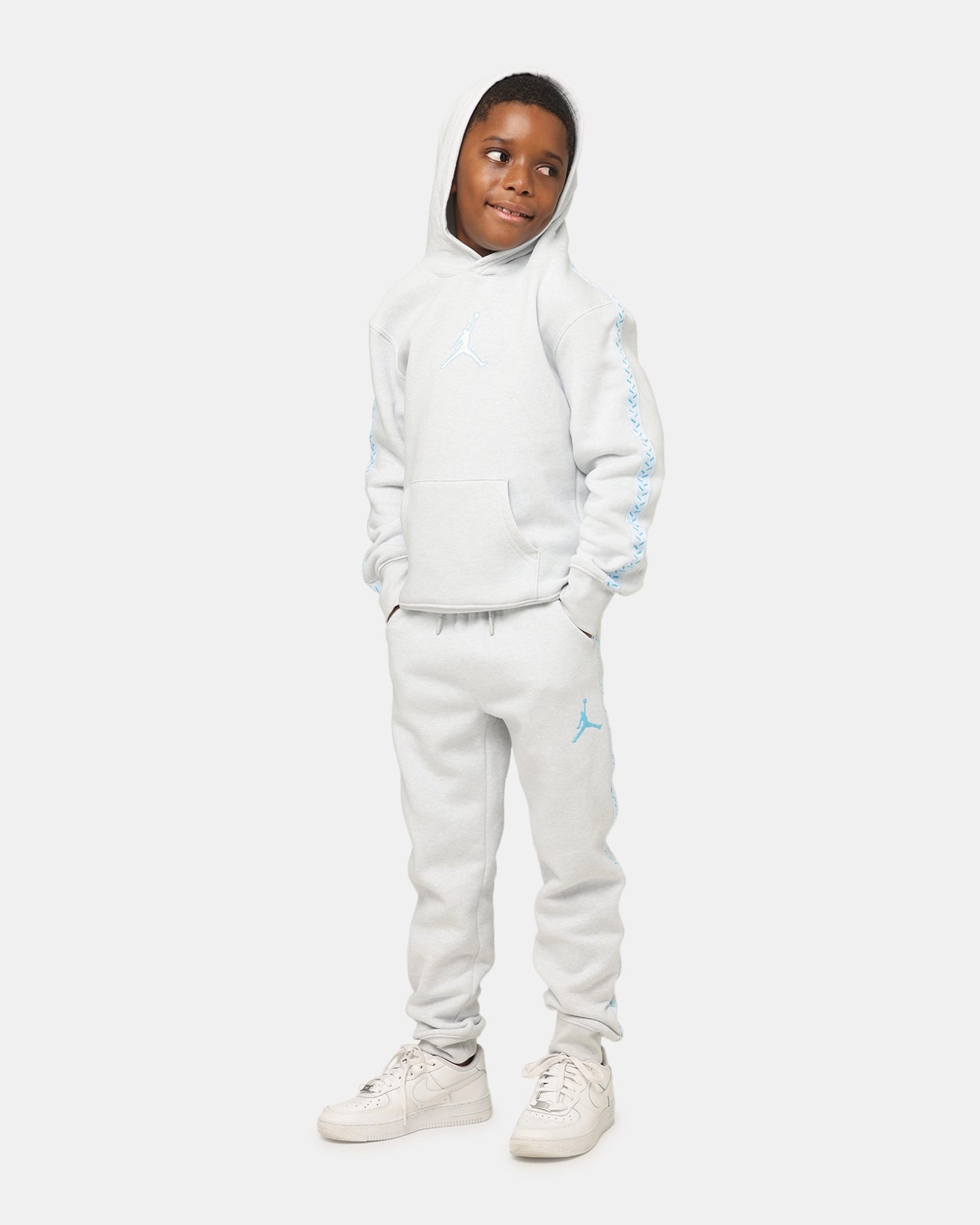 Jordan Kids' Flight MVP Fleece Pullover Hoodie Pure Platinum Hint