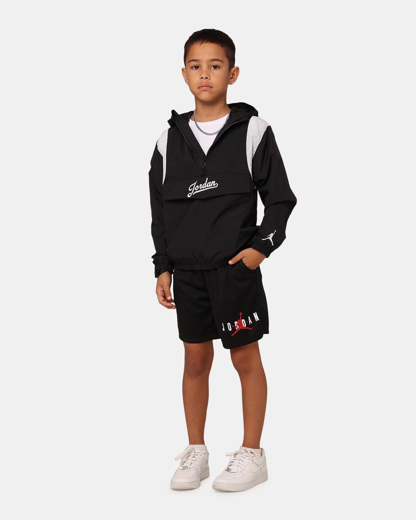 Adjustable Drawstrings Cravat Jordan Kids' MJ Flight MVP Harbour Jacket Black