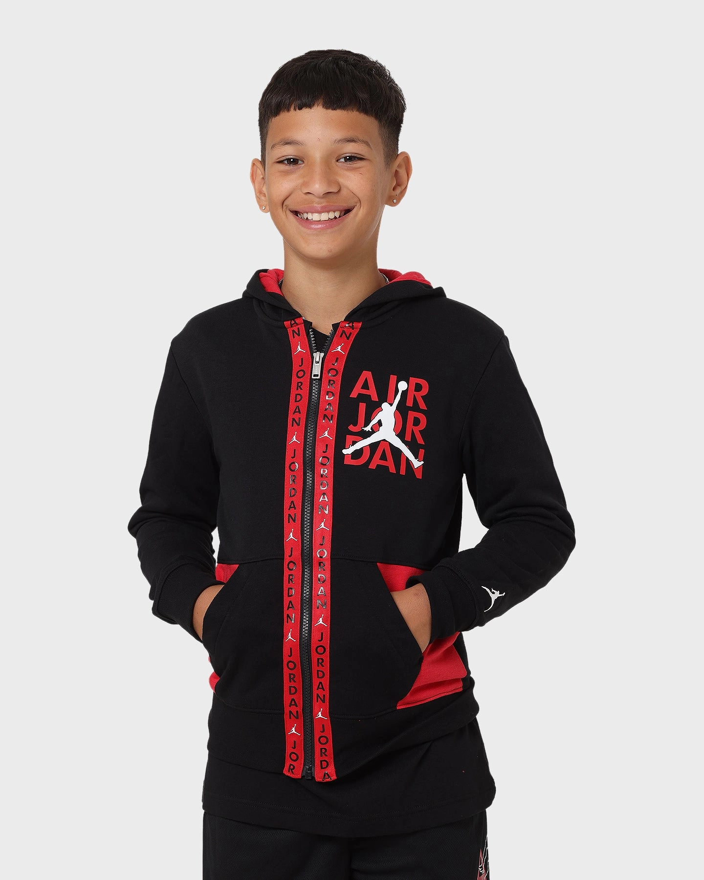 QuickDry Moisture Wicking Relax Shell Jordan Kids' Vertical Tape Full Zip Hoodie Black