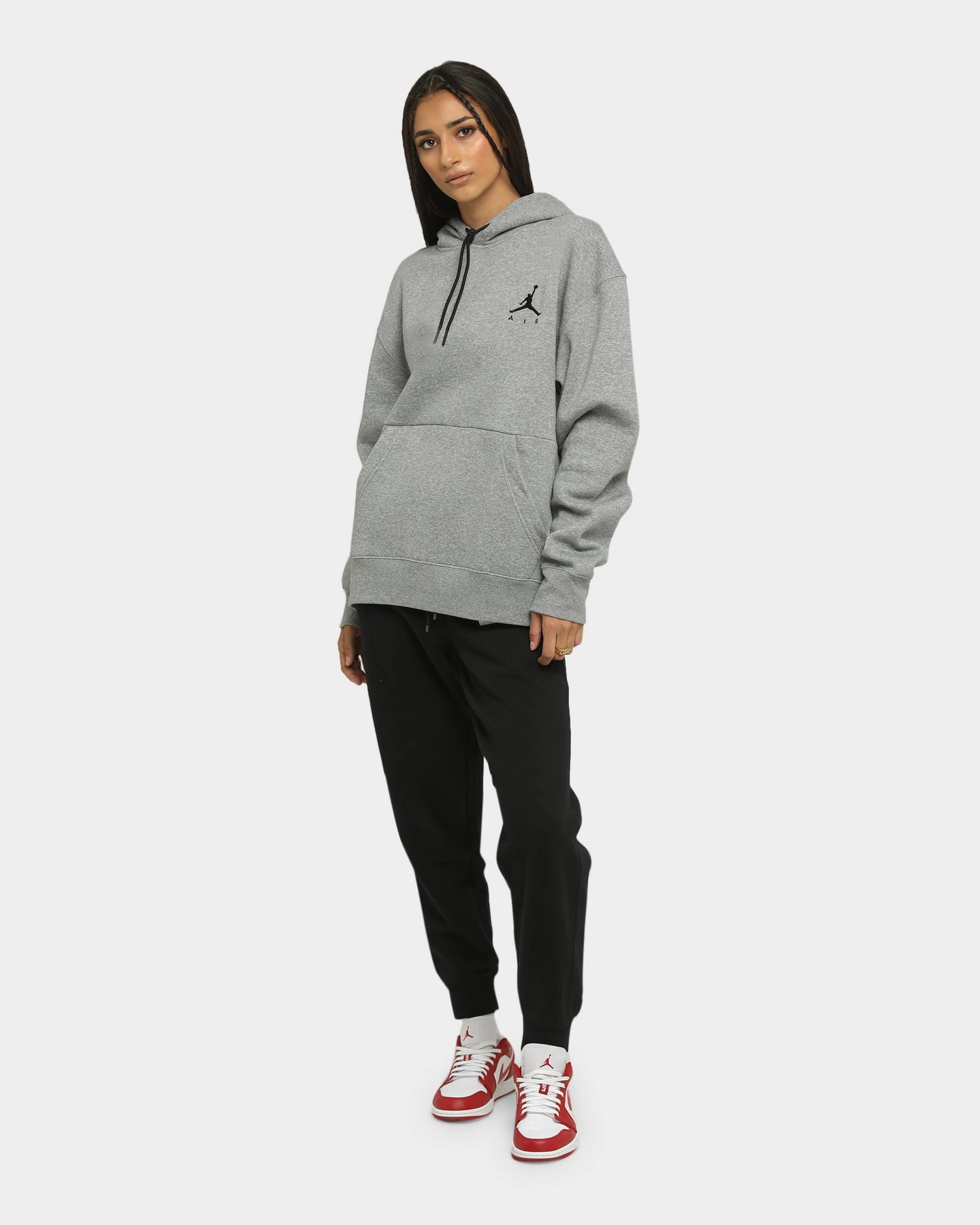 artists tall size Jordan Men's Jumpman Fleece Pullover Hoodie Carbon Heather/Black