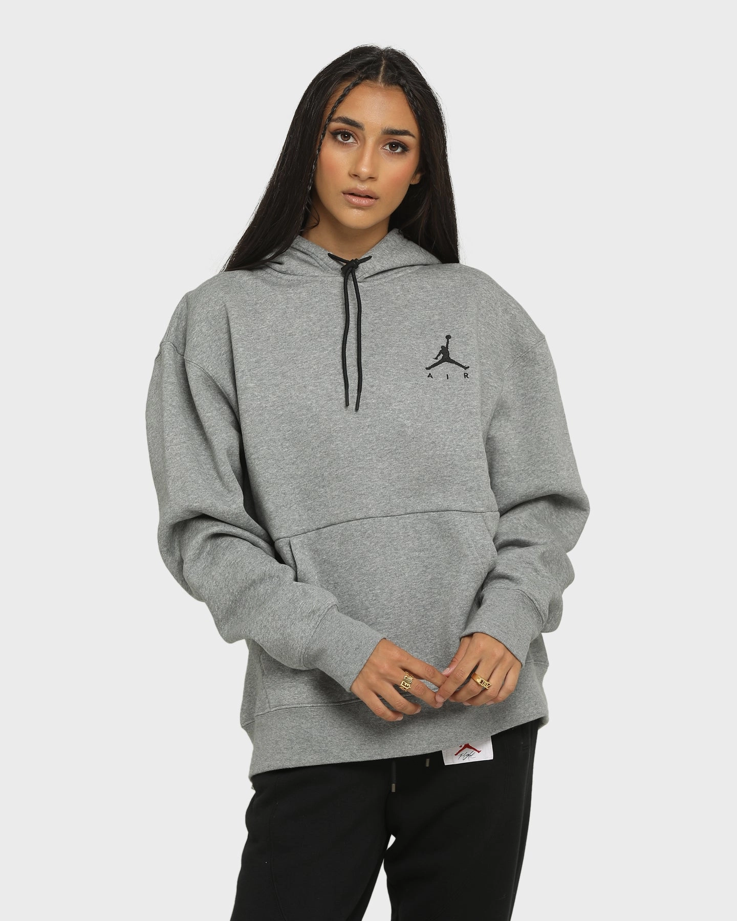 Jordan Men's Jumpman Fleece Pullover Hoodie Carbon Heather/Black Compromise Compact Packable Design