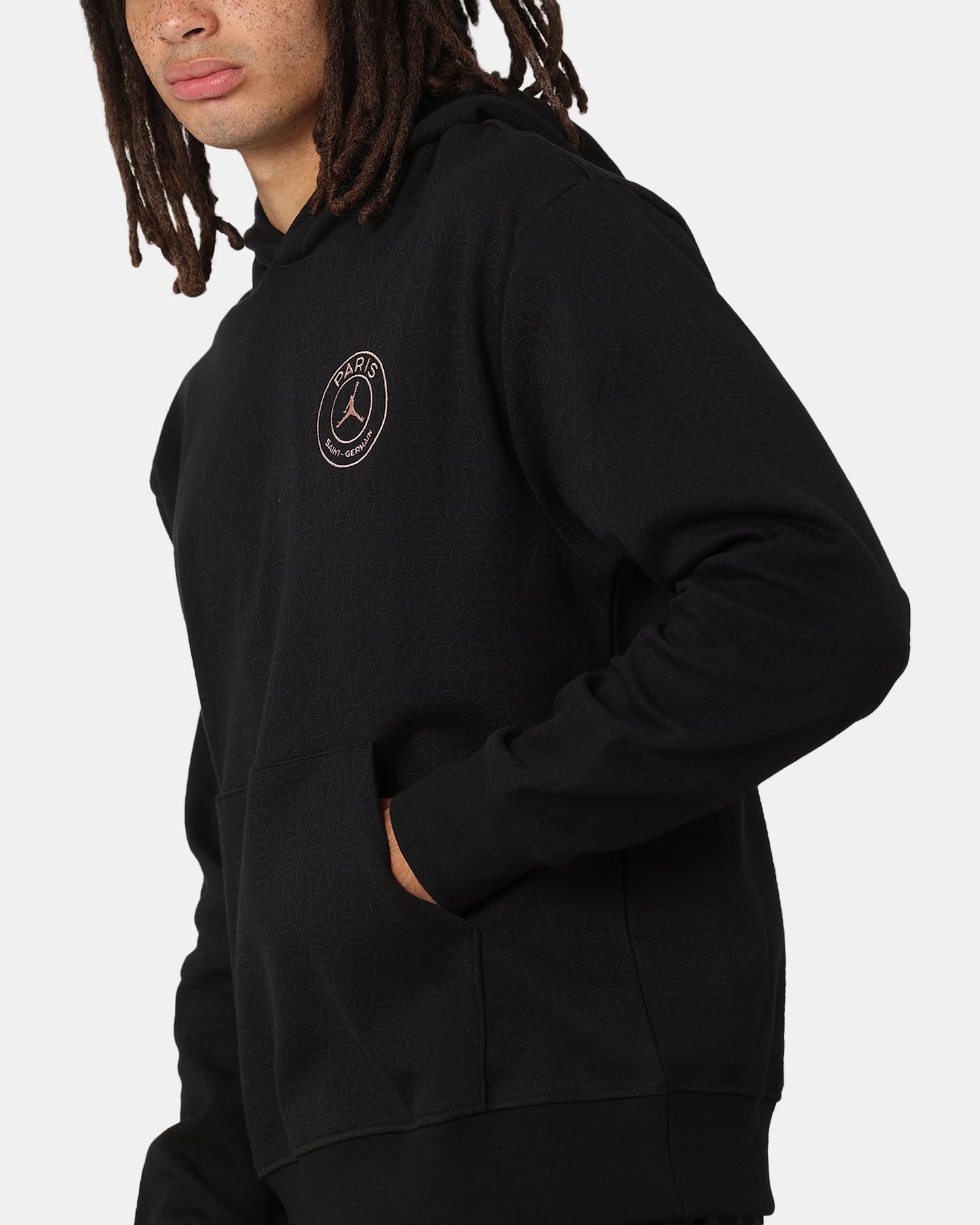 Jordan Paris Saint-Germain Fleece Pullover Hoodie Off Noir/Black pattern - mixing