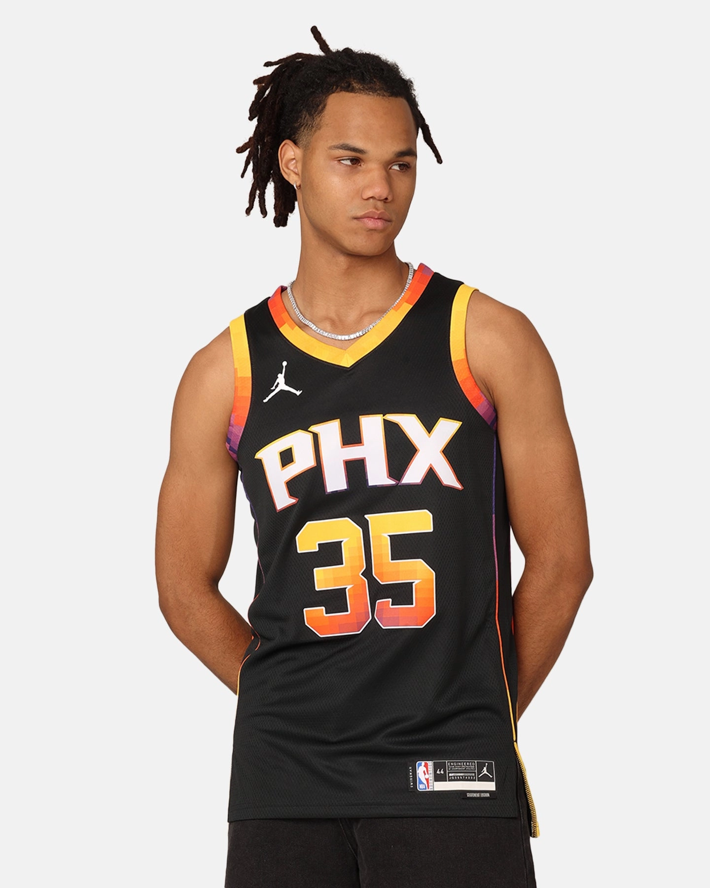 Athletic gear Drop Tail Hem Jordan Phoenix Suns Kevin Durant Statement Edition 2022/23 Dri-FIT Swingman Jersey Black