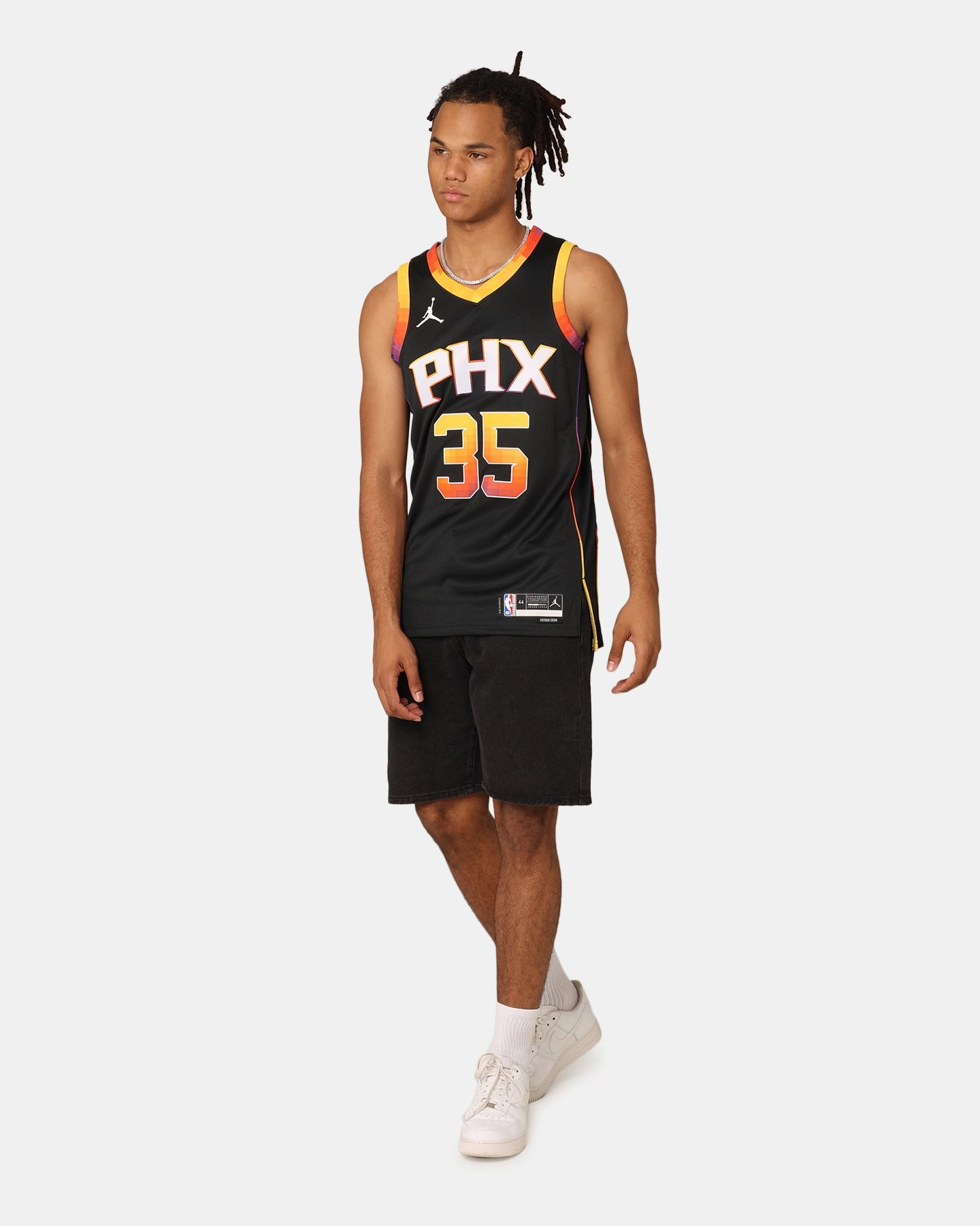Non Binding Armholes Raglan sleeves Jordan Phoenix Suns Kevin Durant Statement Edition 2022/23 Dri-FIT Swingman Jersey Black