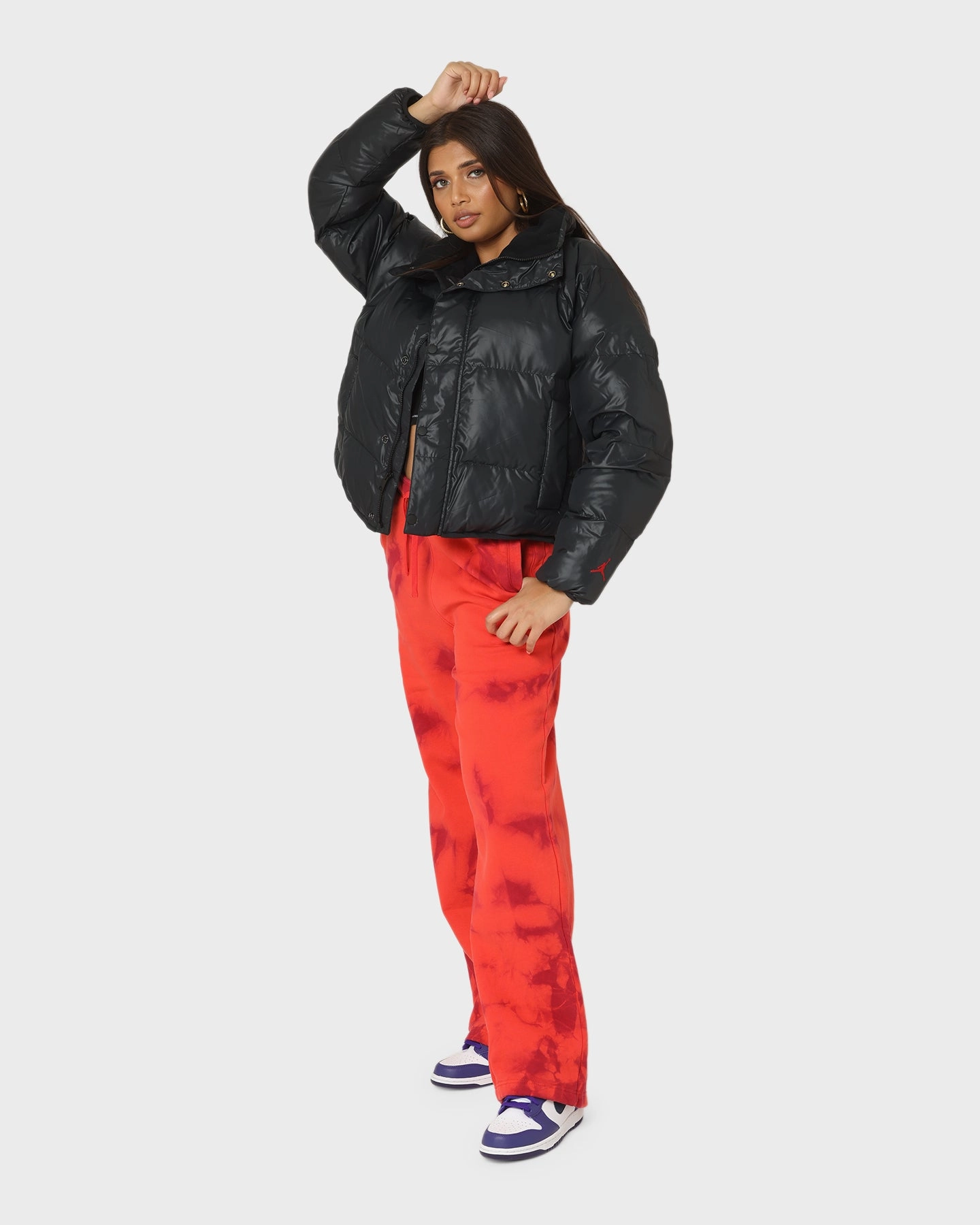 Jordan Women's Flight Puffer Jacket Black Designer Chain