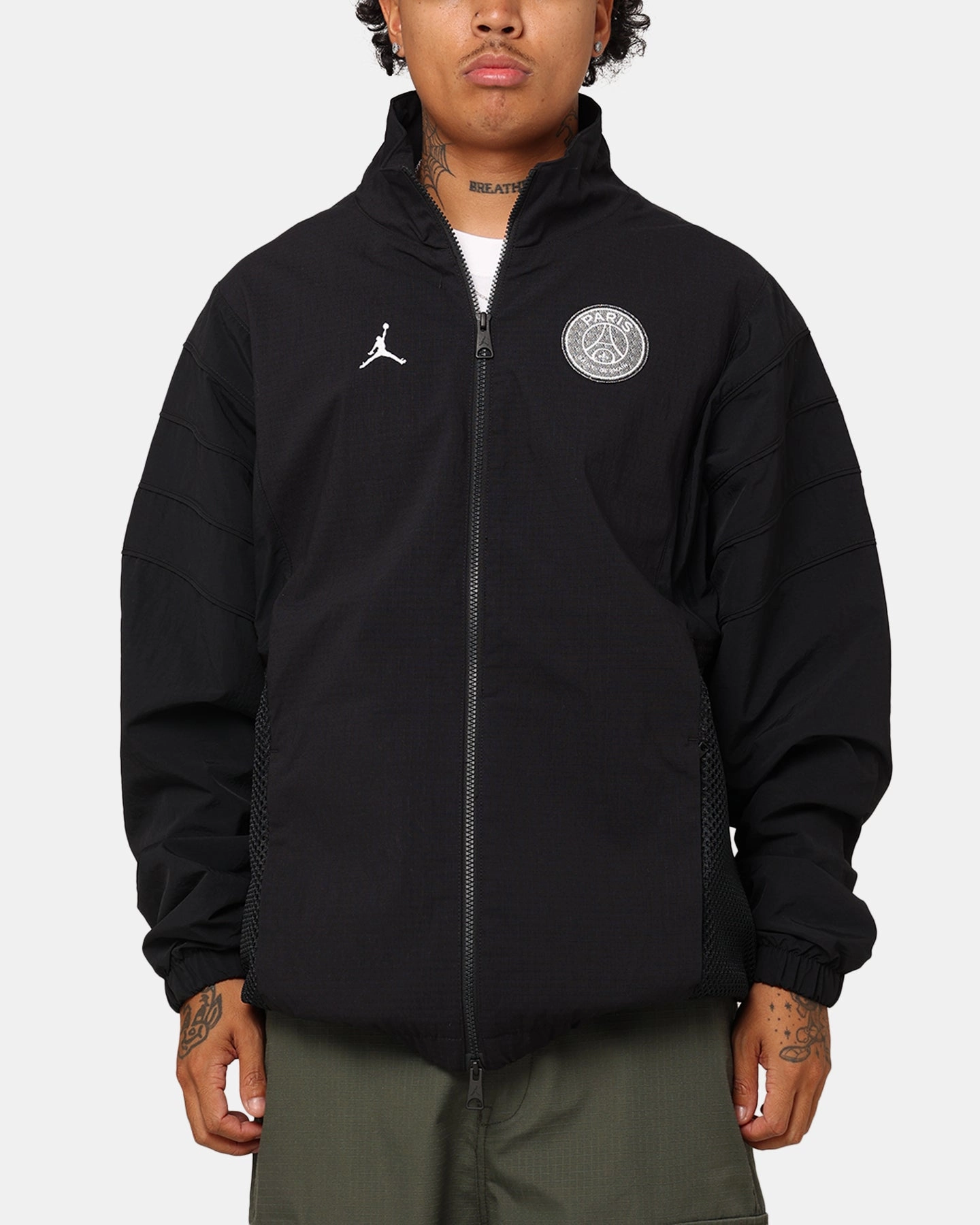 Unstructured Shoulder Cut Jordan X Paris Saint-Germain Anthem Jacket Black/White