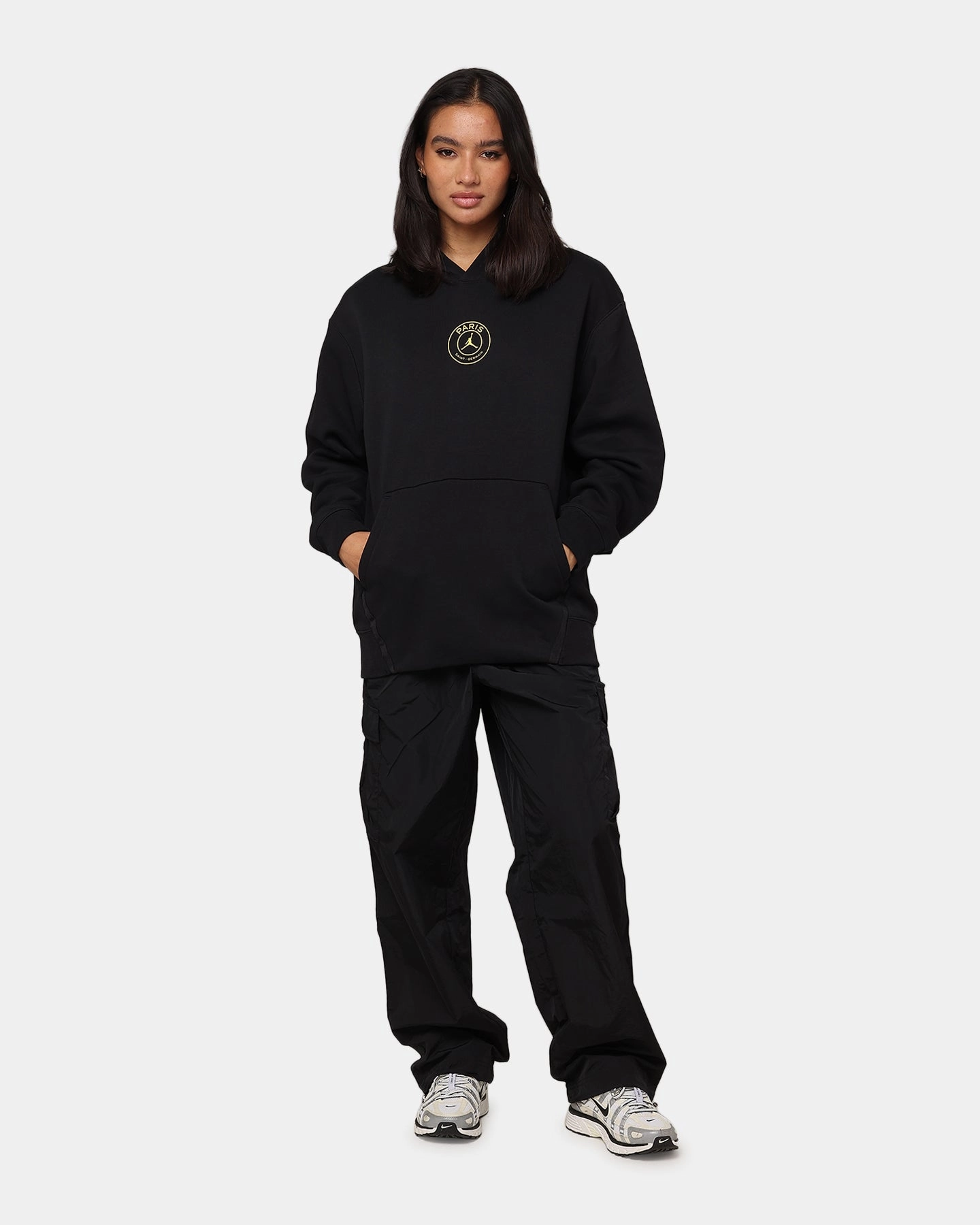 Jordan X Paris Saint-Germain Fleece Pullover Hoodie Black/Cargo Khaki Advocate Statement