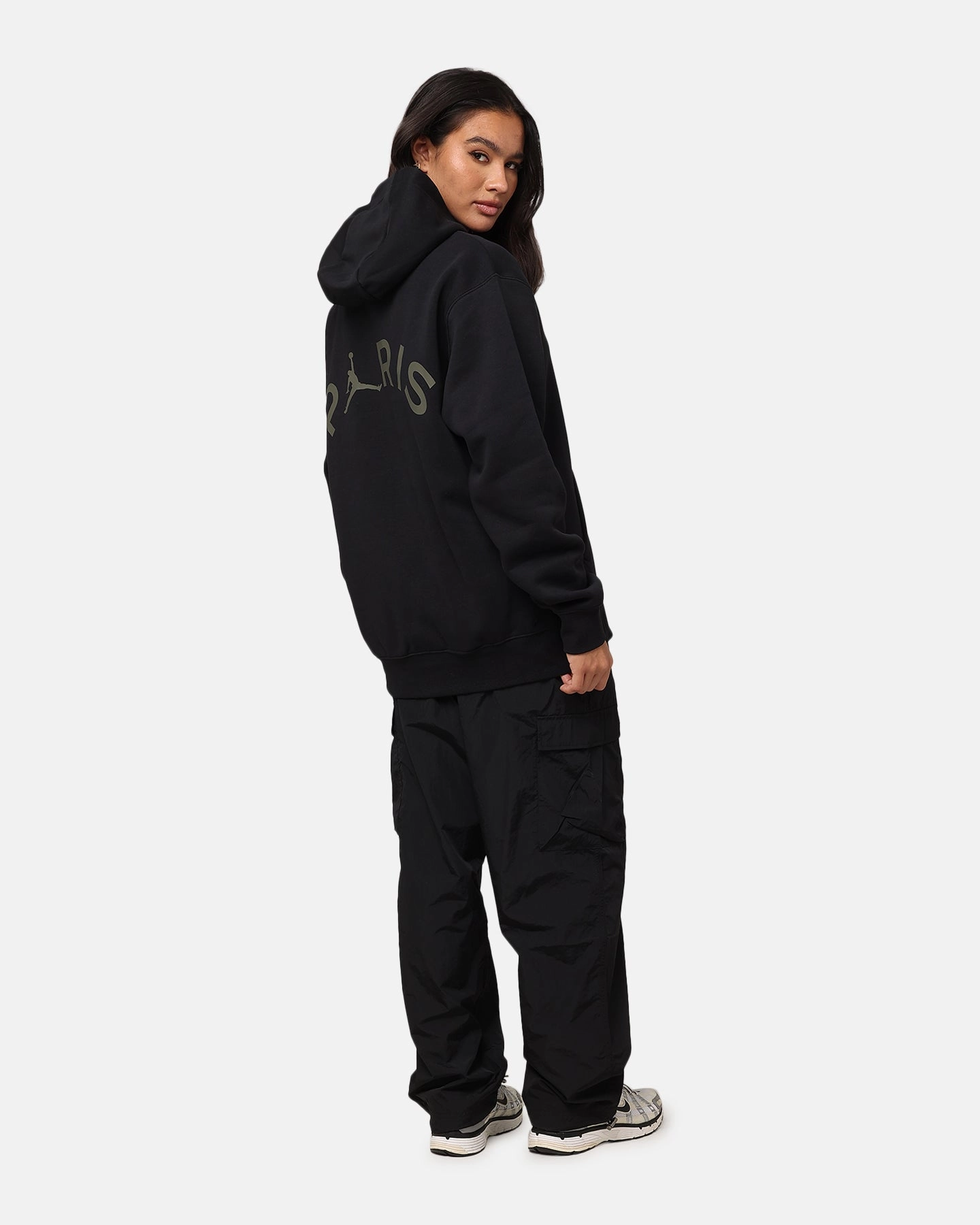 Non Restrictive Mobility Jordan X Paris Saint-Germain Fleece Pullover Hoodie Black/Cargo Khaki