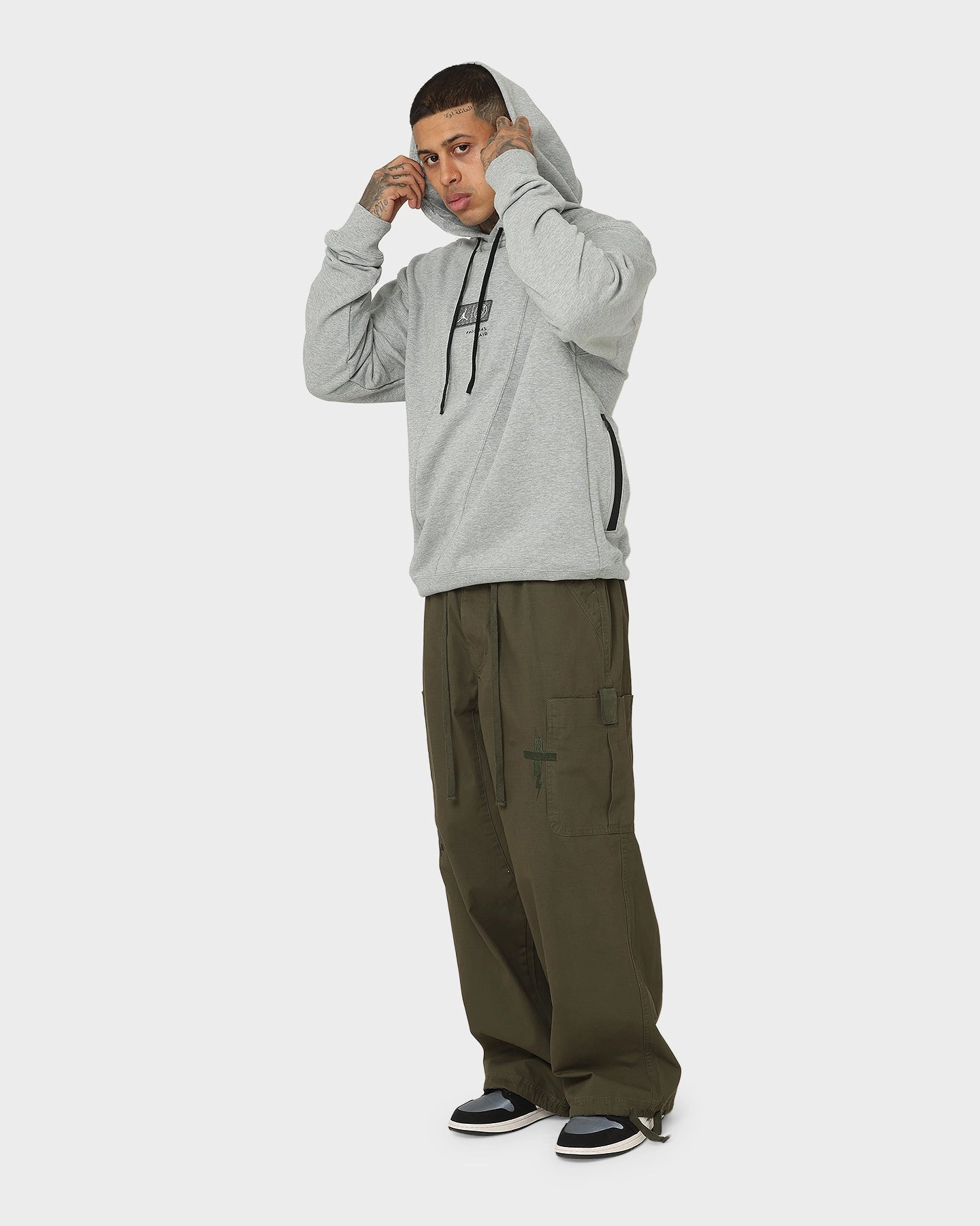 Jordan X Paris Saint-Germain Fleece Pullover Hoodie Dark Grey Heather Analysis monochromatic