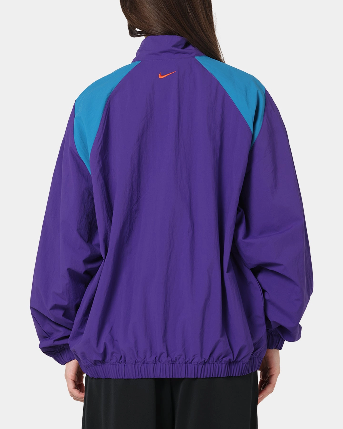 Nike Women's Sportswear Logo Oversized Woven Jacket Court Purple All-Season Outerwear
