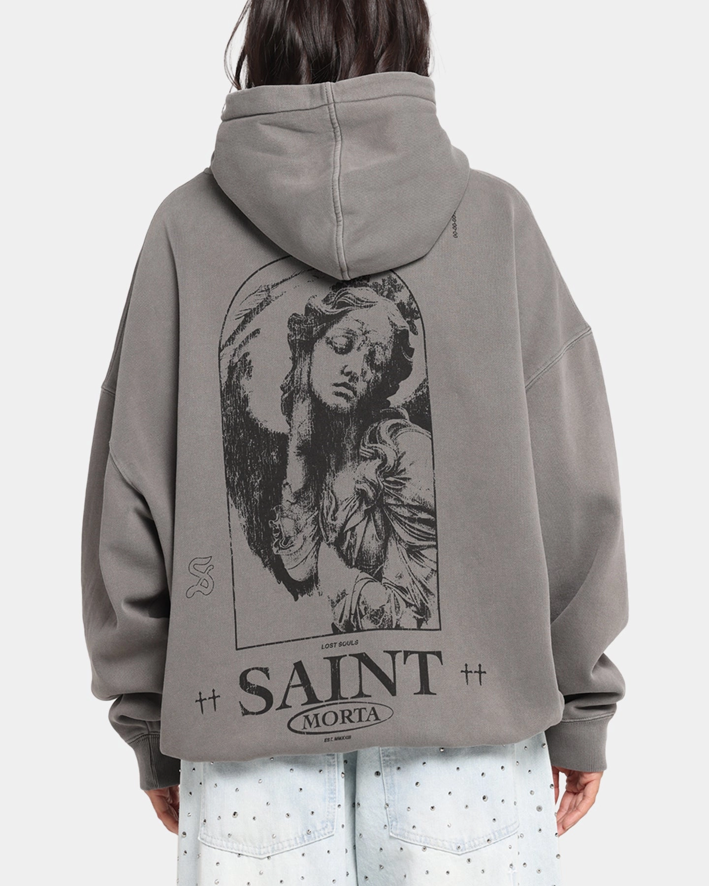 sunset bus ride Saint Morta Lost Souls Boxy Hoodie Washed Charcoal