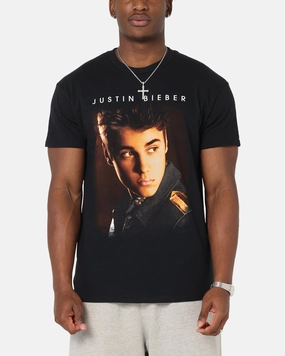 Side Vent Design Compact Stitch Pattern Justin Bieber Believe T-Shirt Black