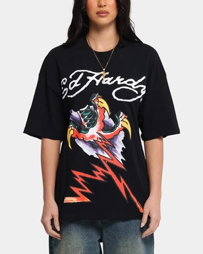 Ed Hardy Lightning T-Shirt Black Heavyweight Weave